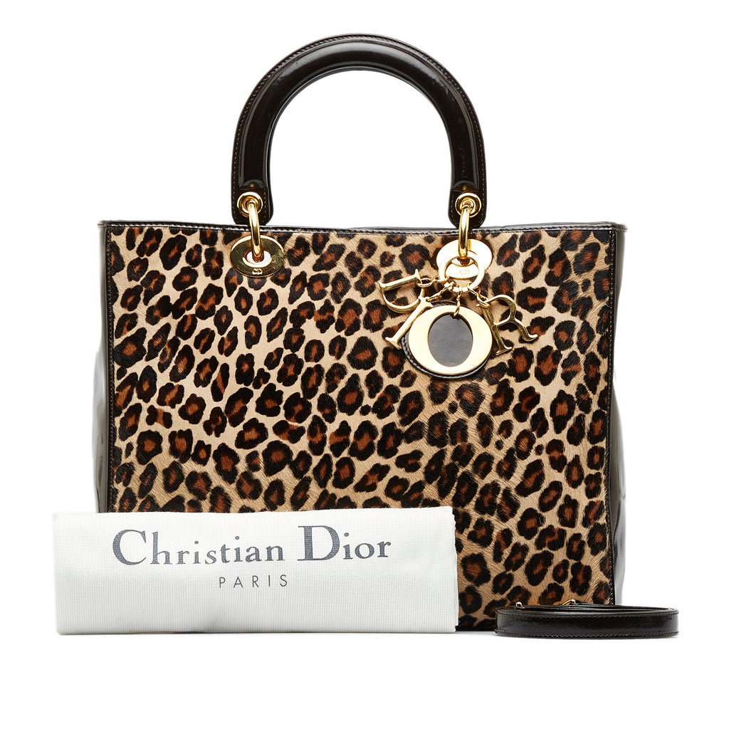 DIORLarge Leopard Print Pony Hair Lady  Satchel