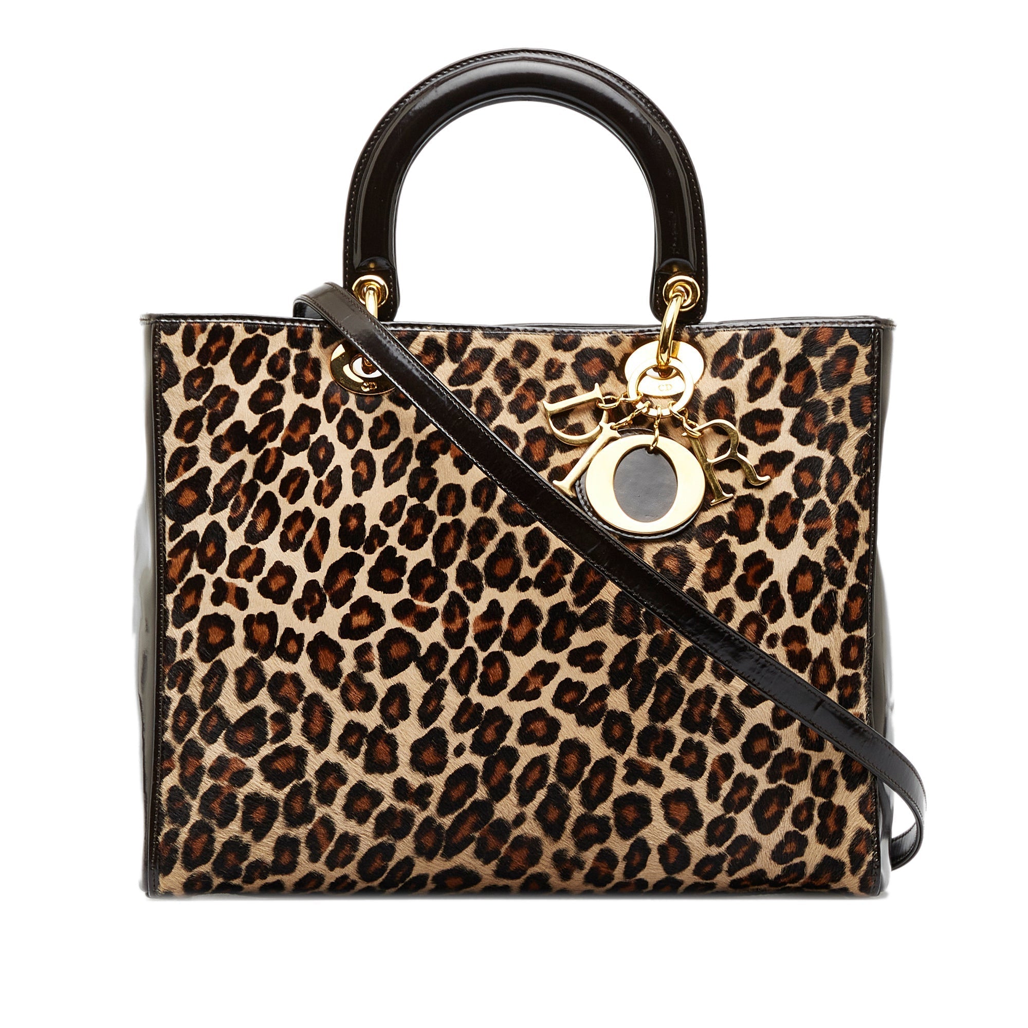 DIORLarge Leopard Print Pony Hair Lady  Satchel