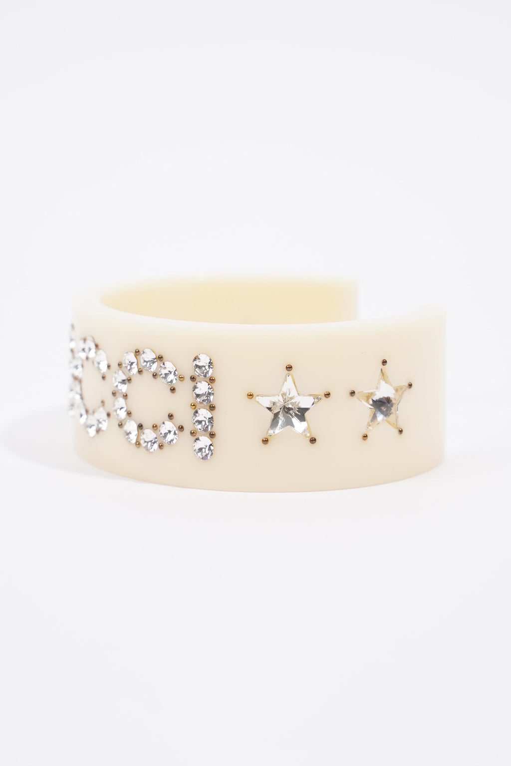 Gucci Crystal Cuff Cream / Silver Rhinestone Large