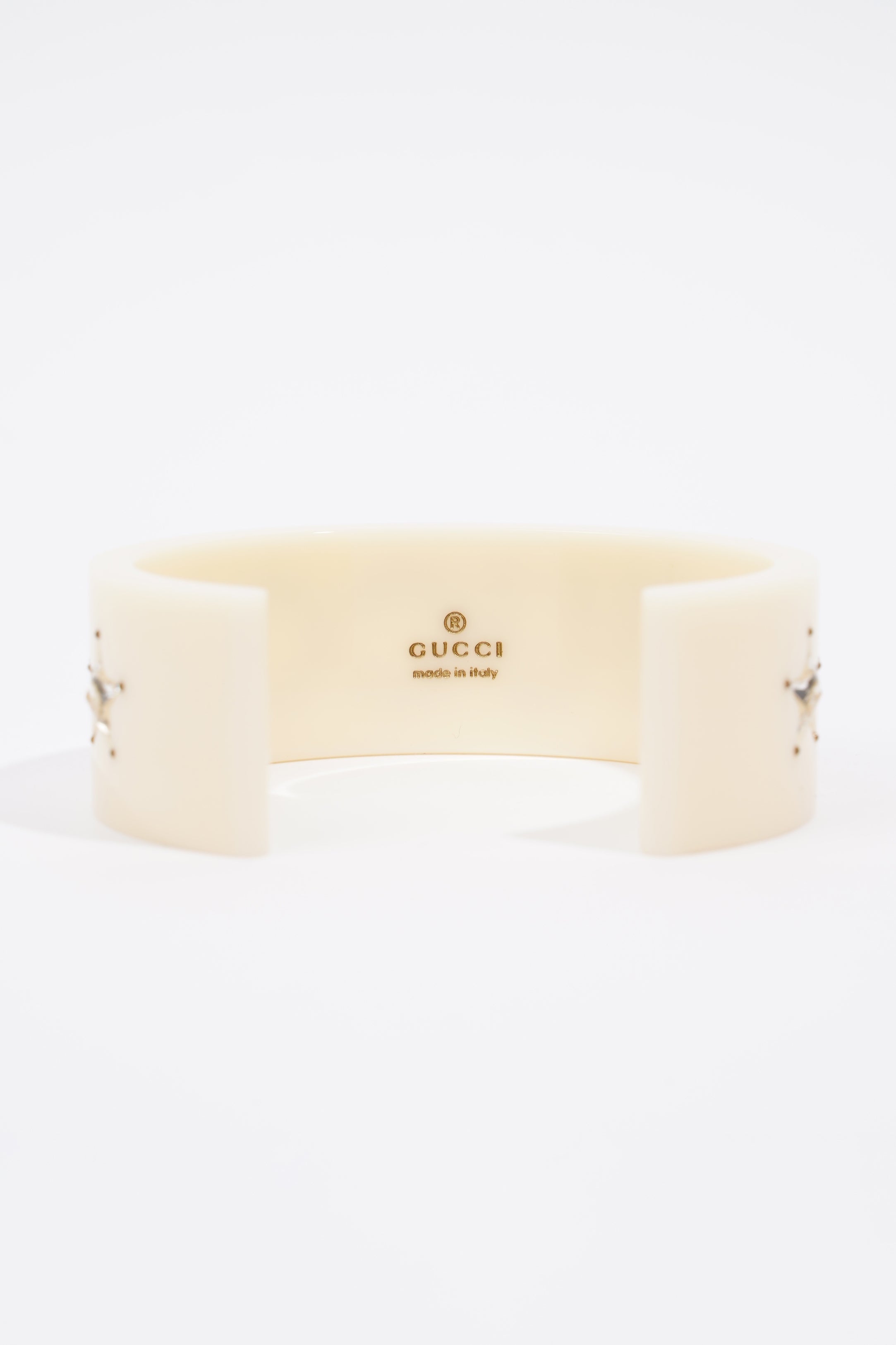 Gucci Crystal Cuff Cream / Silver Rhinestone Large