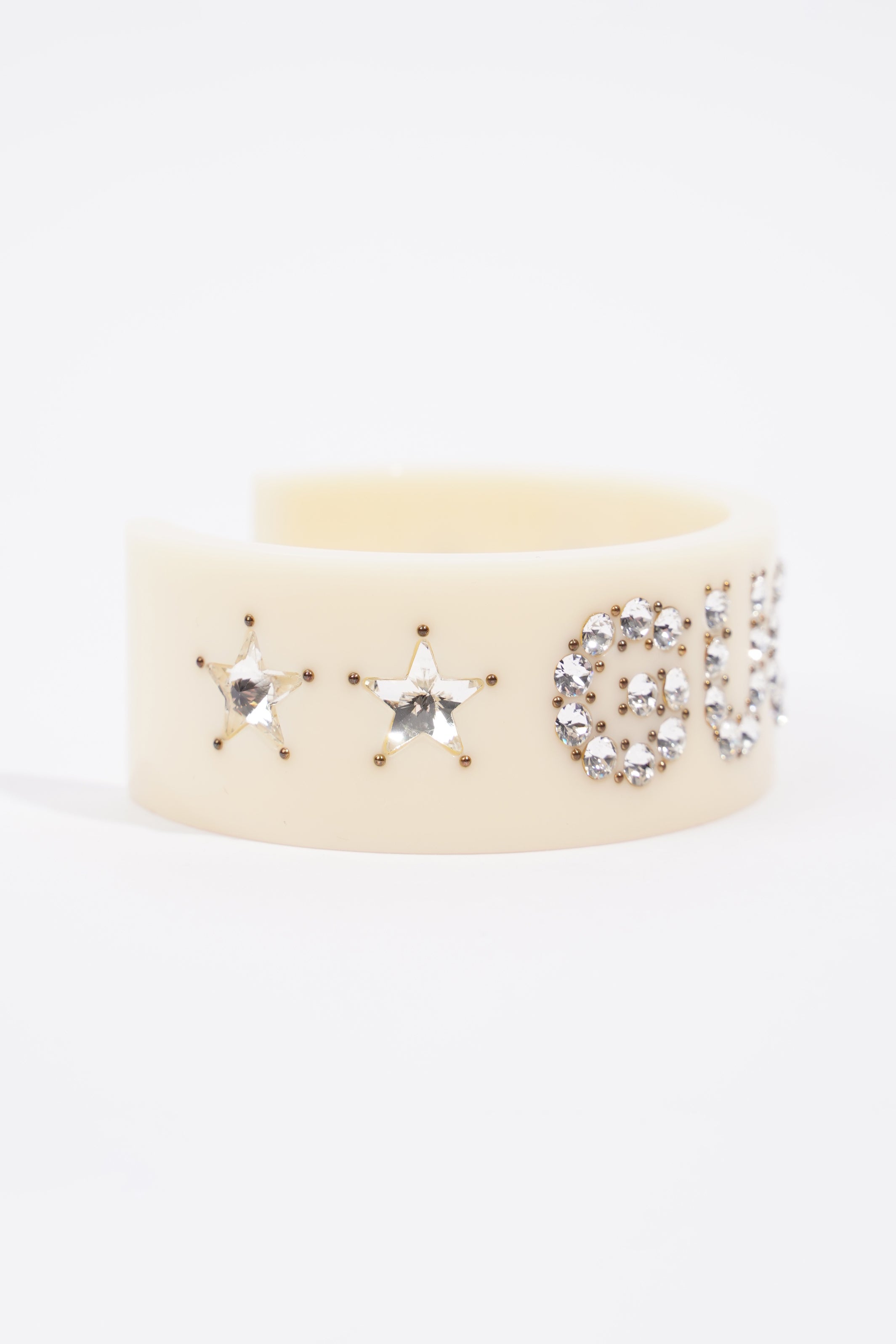Gucci Crystal Cuff Cream / Silver Rhinestone Large