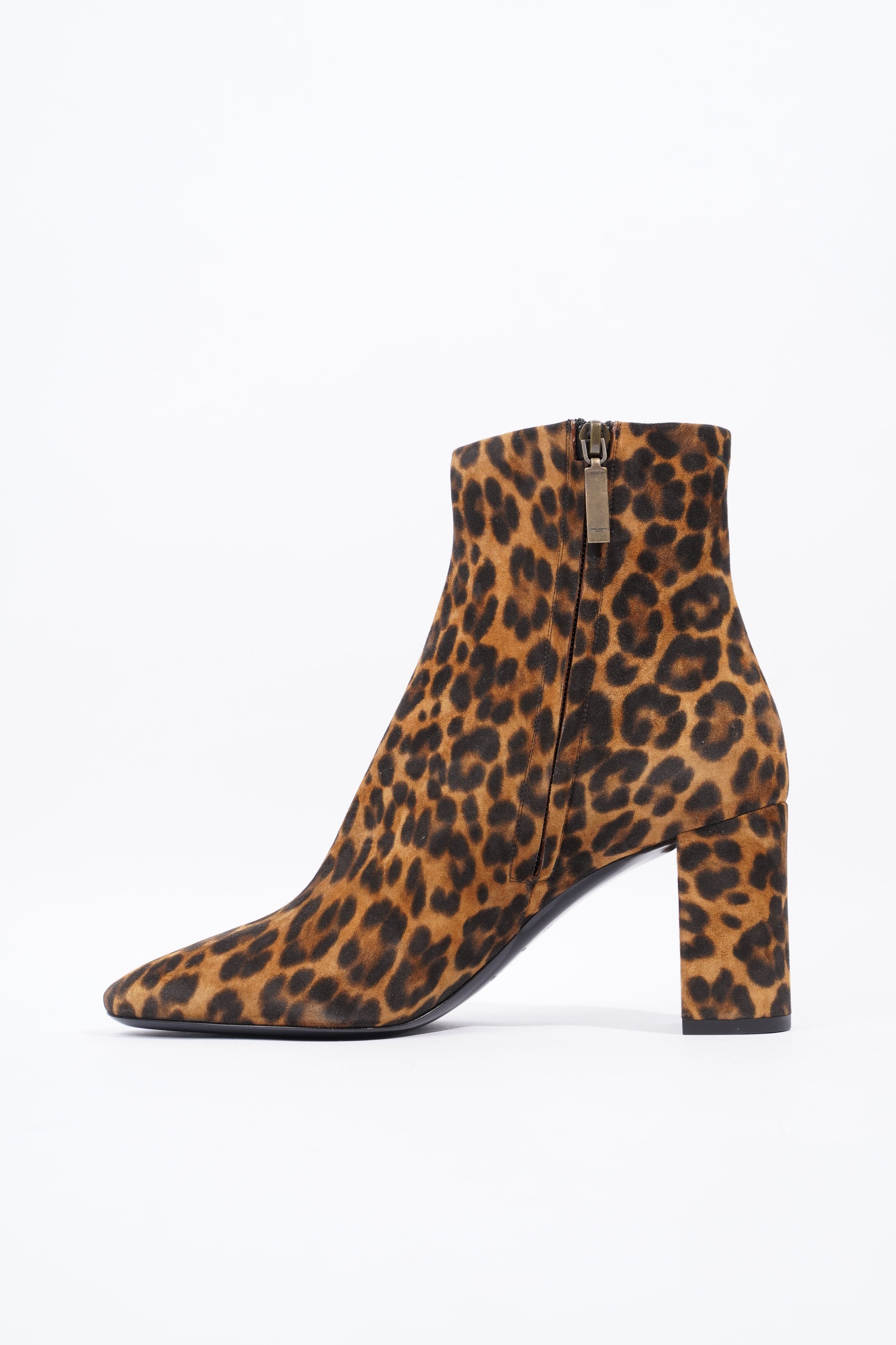 Saint Laurent Lou Ankle Boots 75 Leopard Print Suede EU 39 UK 6