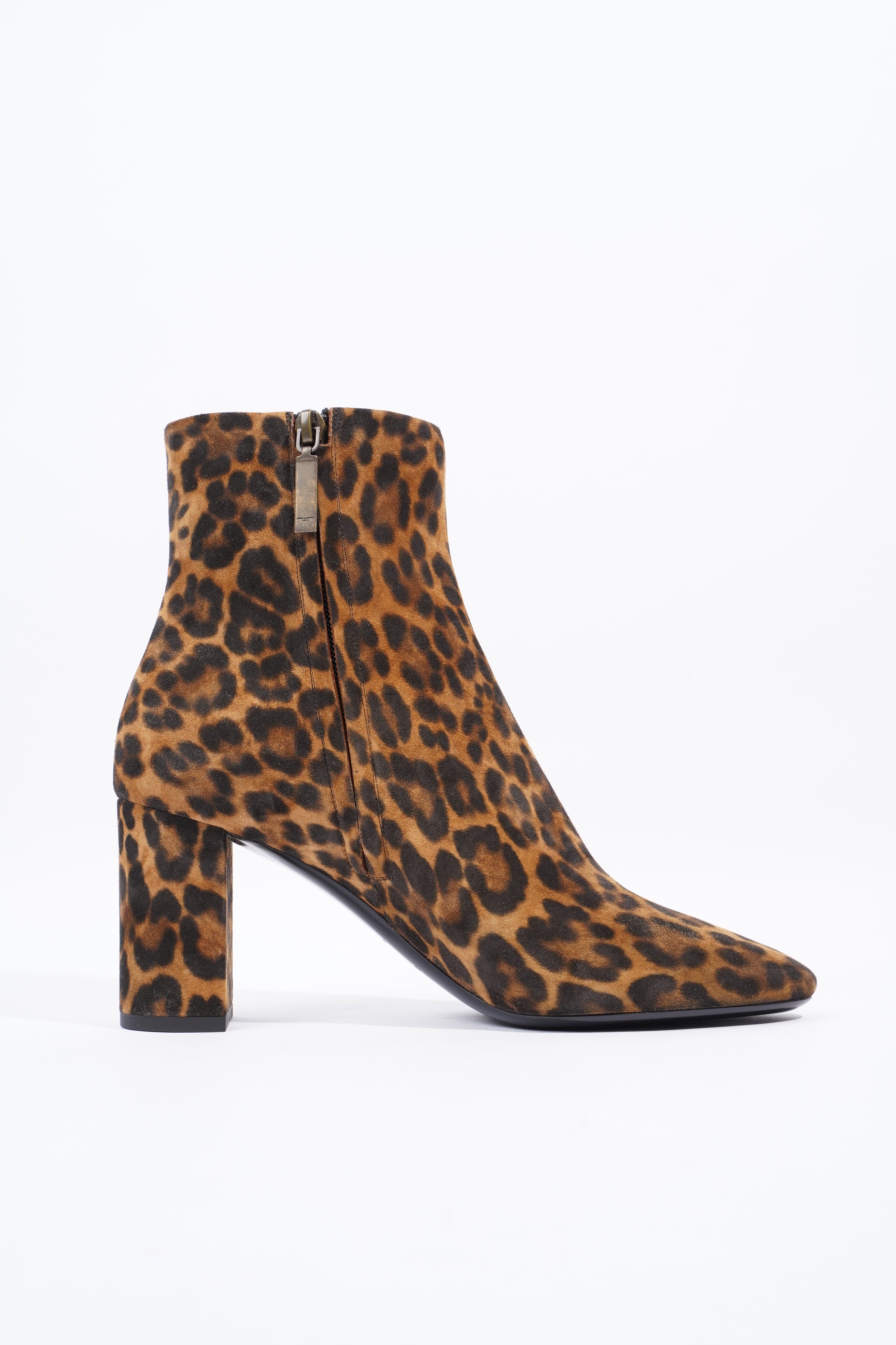 Saint Laurent Lou Ankle Boots 75 Leopard Print Suede EU 39 UK 6