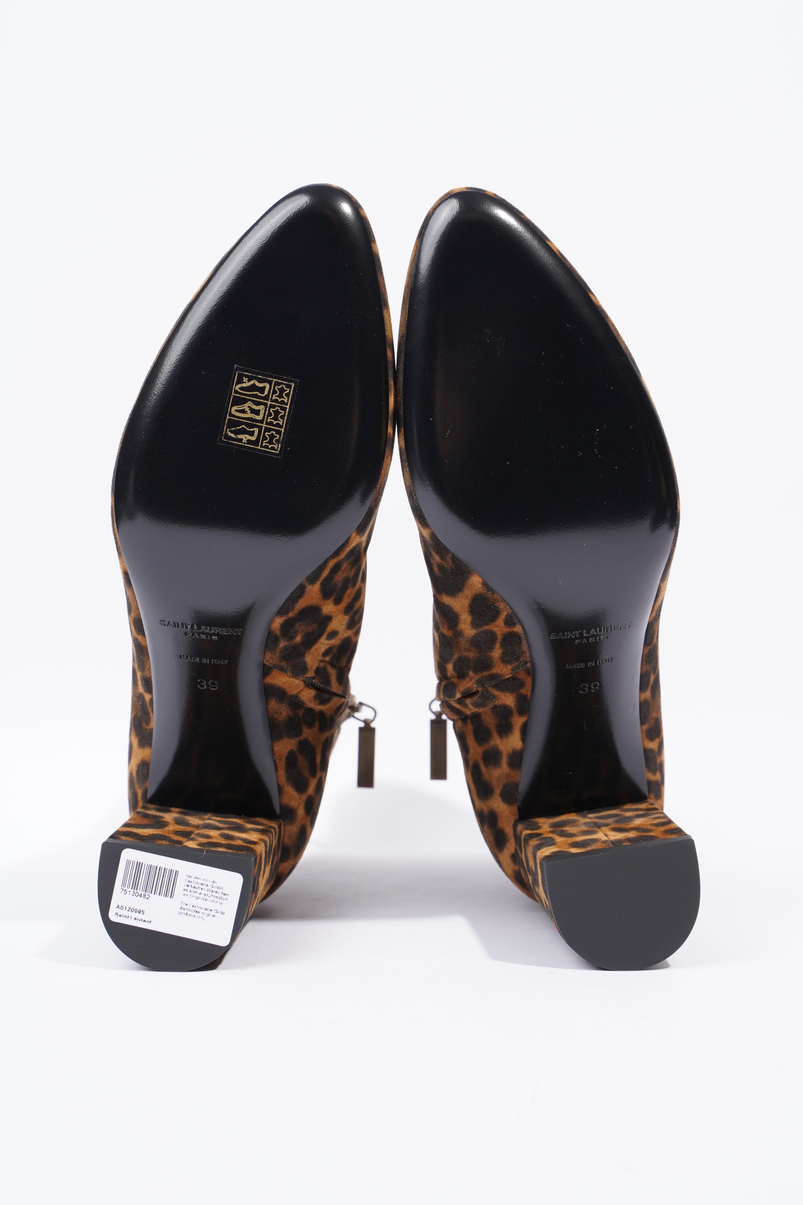 Saint Laurent Lou Ankle Boots 75 Leopard Print Suede EU 39 UK 6