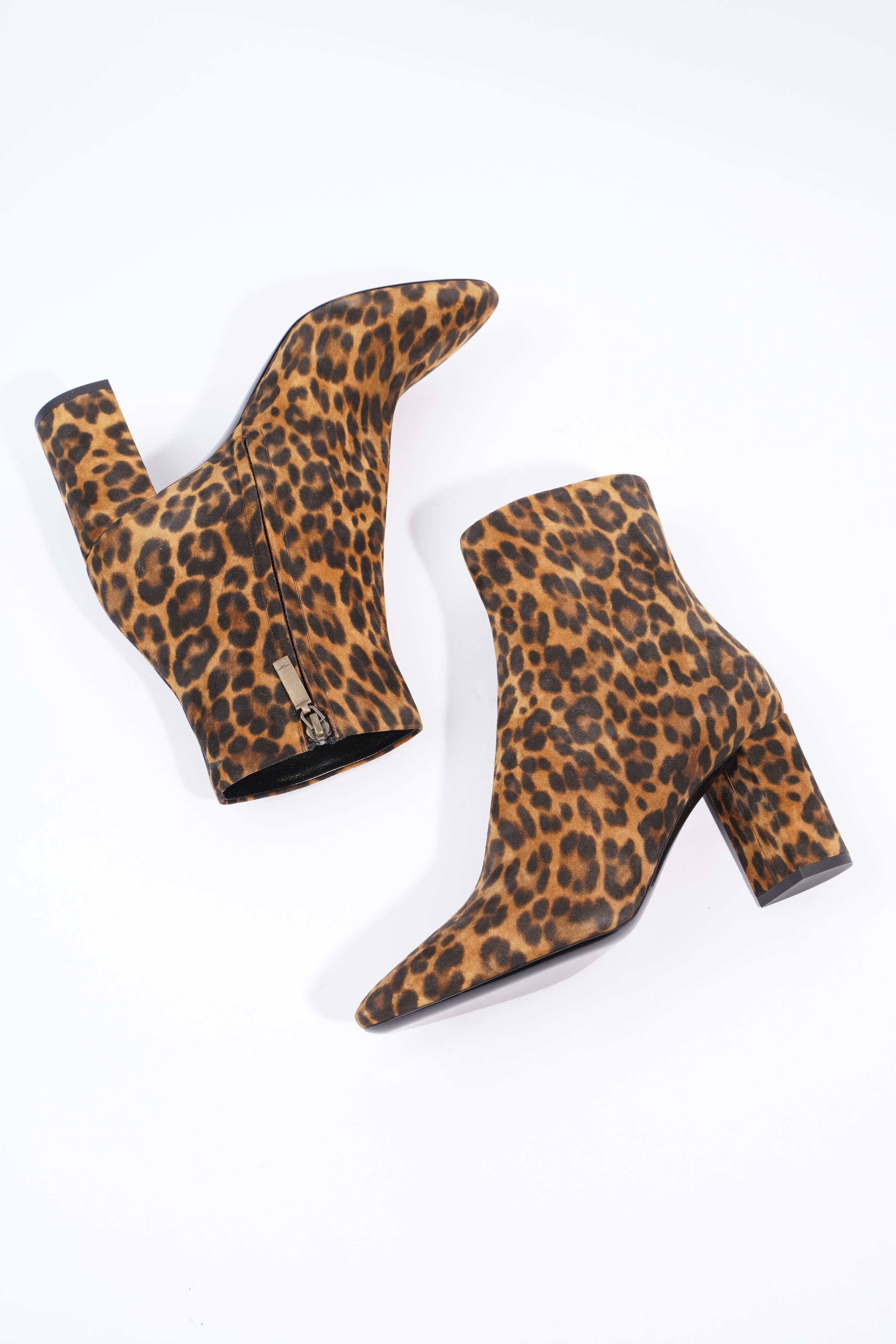 Saint Laurent Lou Ankle Boots 75 Leopard Print Suede EU 39 UK 6