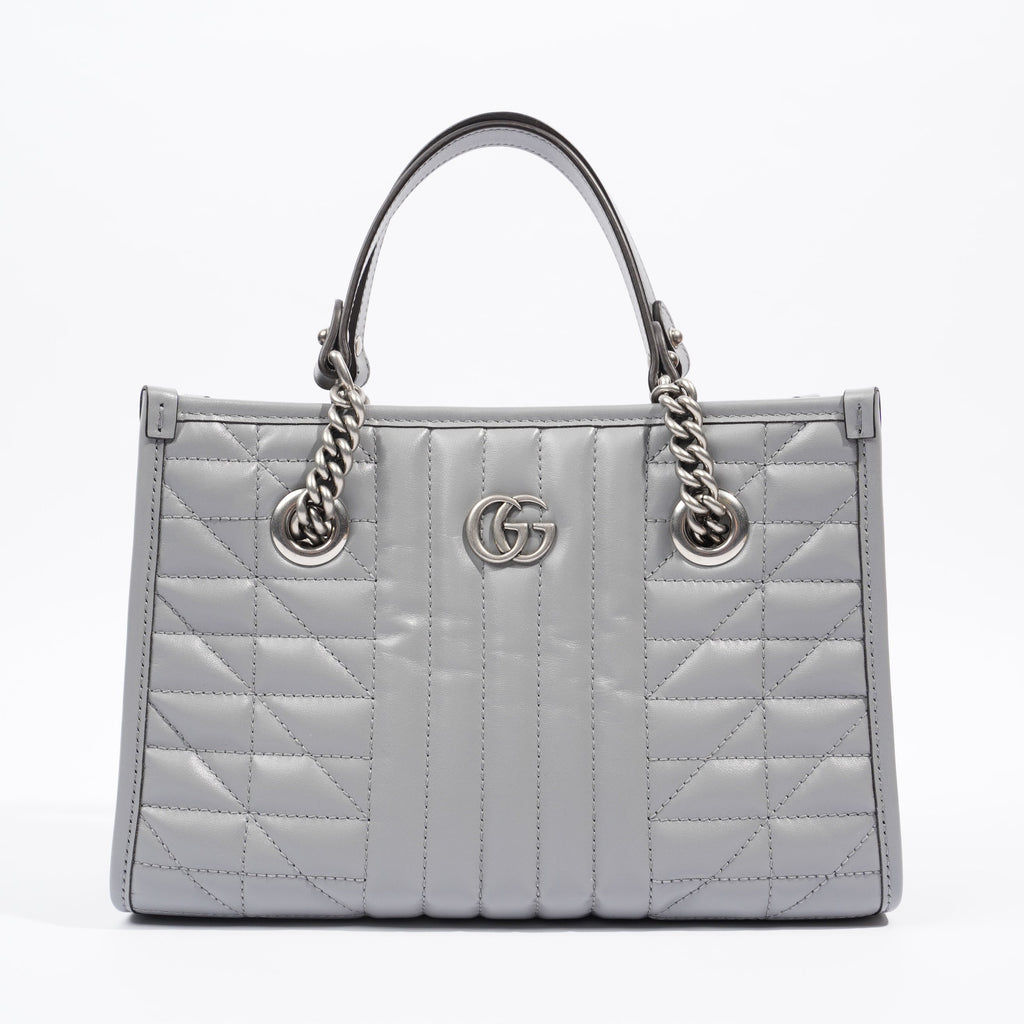 Gucci GG Marmont Tote Bag Grey Leather Small