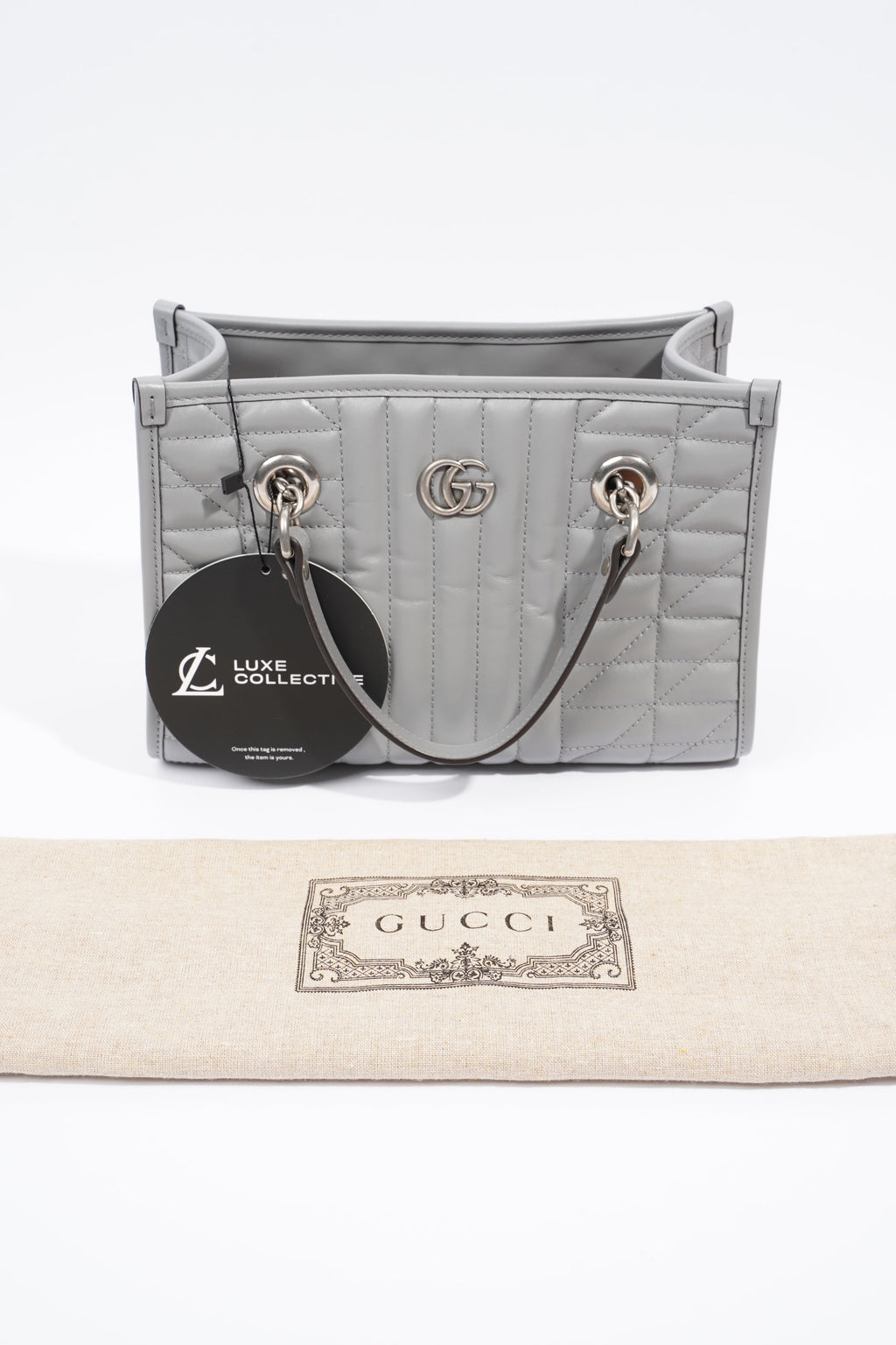 Gucci GG Marmont Tote Bag Grey Leather Small