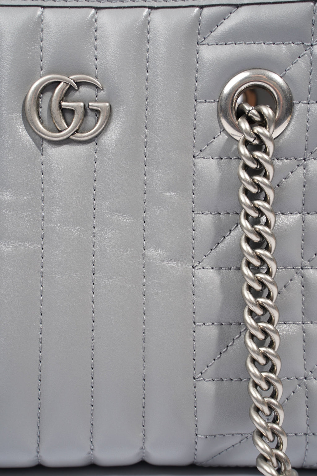 Gucci GG Marmont Tote Bag Grey Leather Small