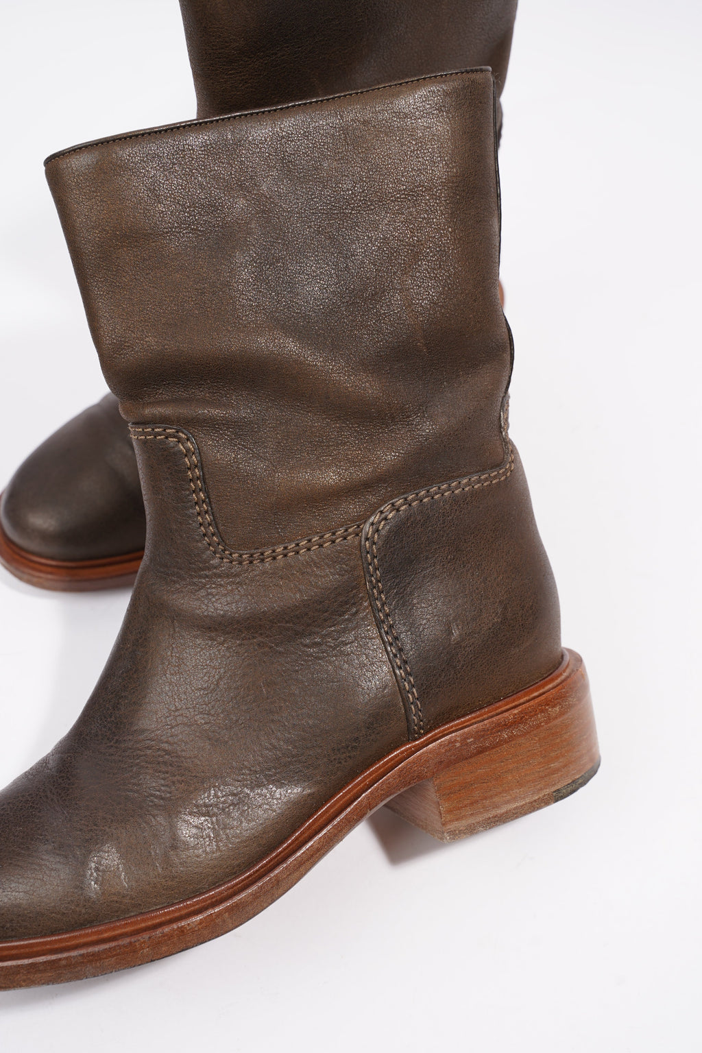Chanel Boots Brown Calfskin Leather EU 38 UK 5