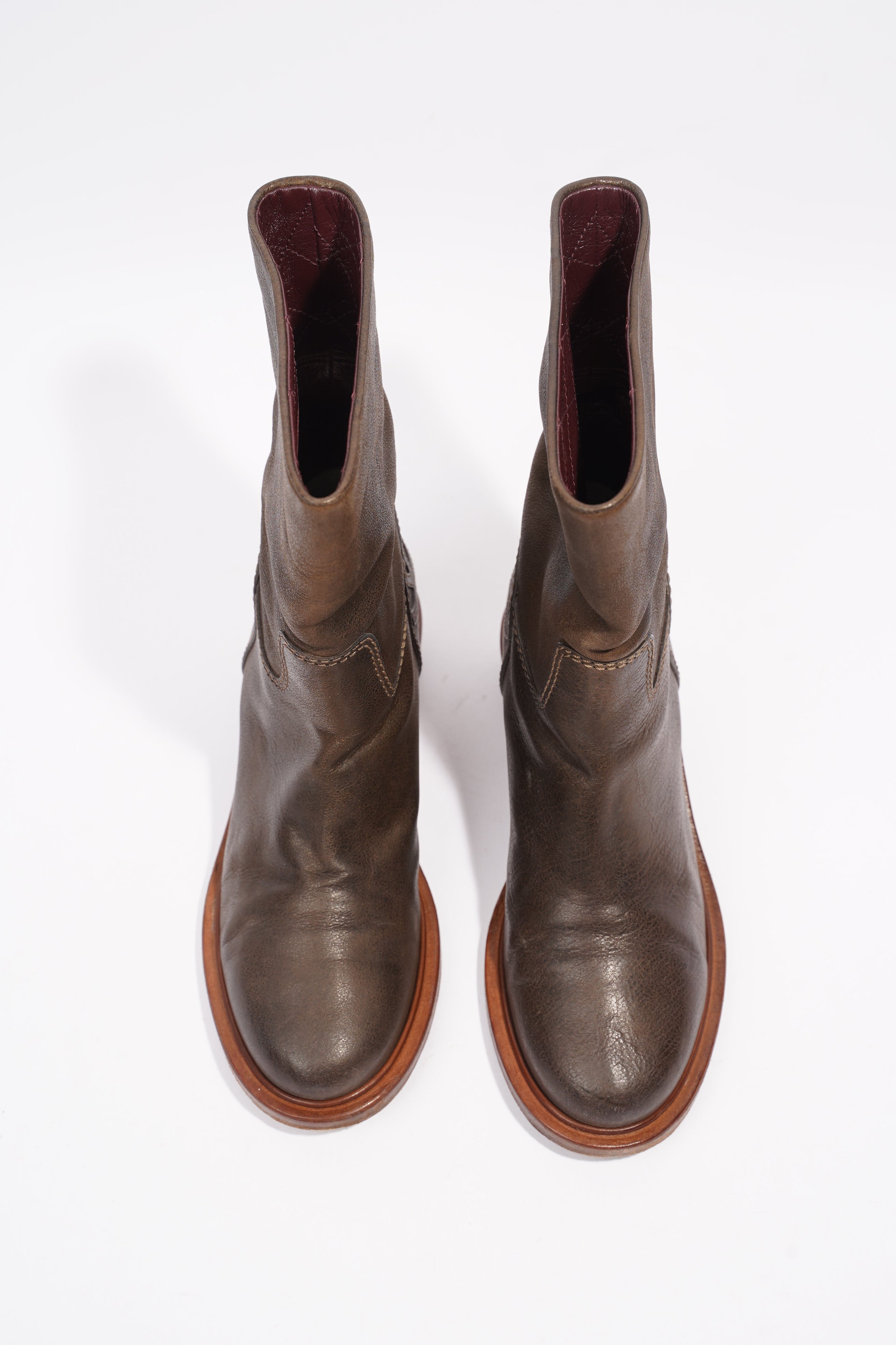 Chanel Boots Brown Calfskin Leather EU 38 UK 5