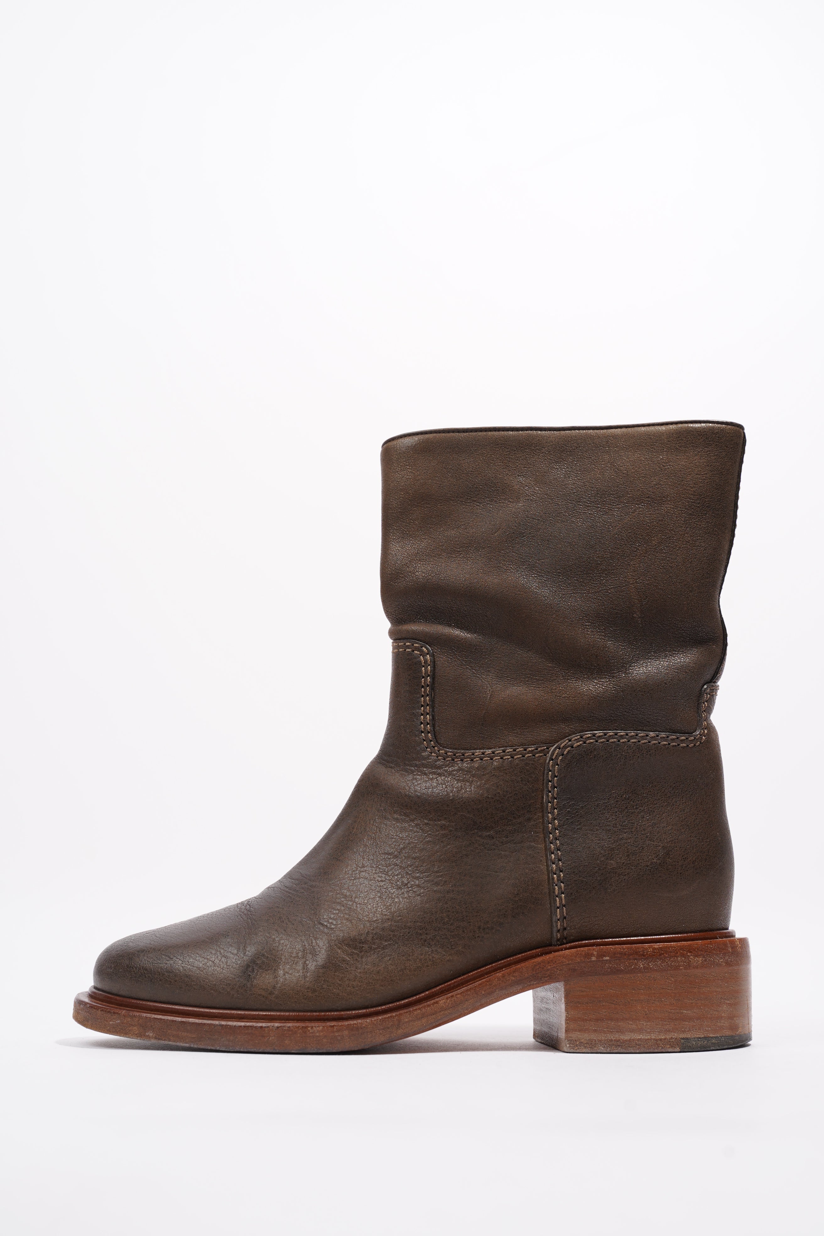 Chanel Boots Brown Calfskin Leather EU 38 UK 5
