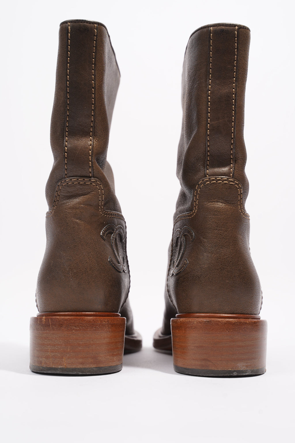 Chanel Boots Brown Calfskin Leather EU 38 UK 5