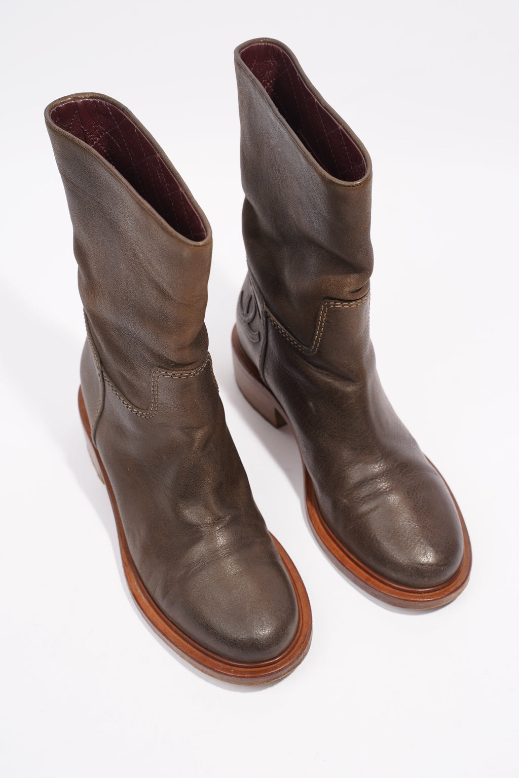 Chanel Boots Brown Calfskin Leather EU 38 UK 5