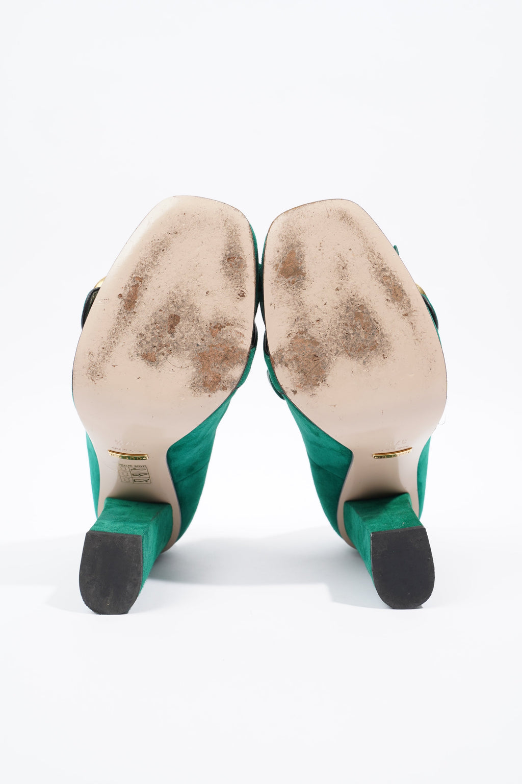 Gucci Fringed High Heel Pump Green Suede EU 37.5 UK 4.5