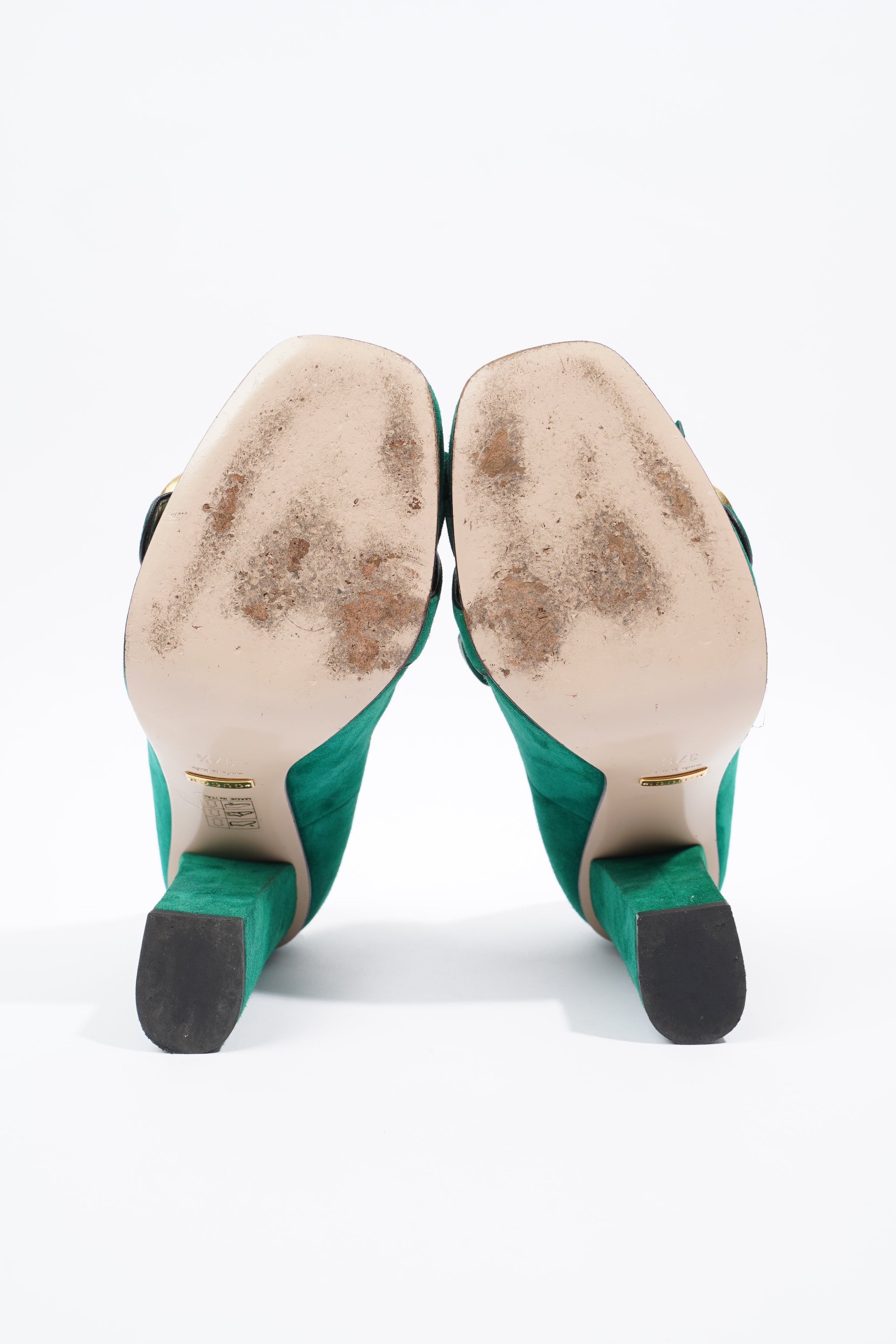 Gucci Fringed High Heel Pump Green Suede EU 37.5 UK 4.5