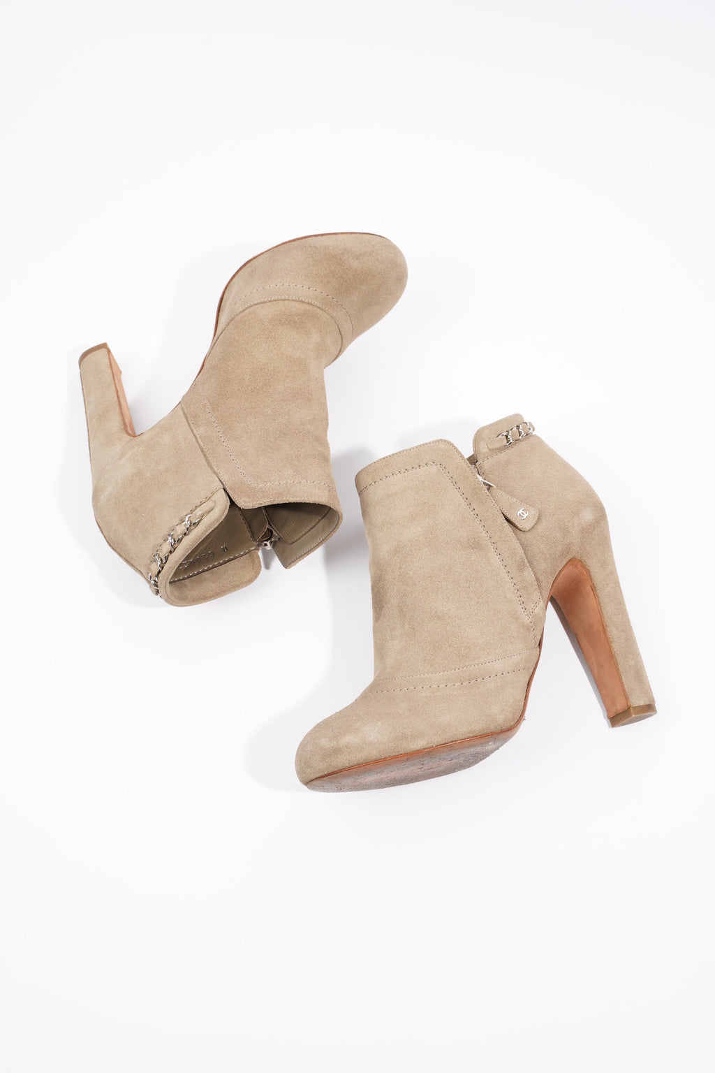 Chanel Ankle Boots Sandy Brown Suede EU 38.5 UK 5.5