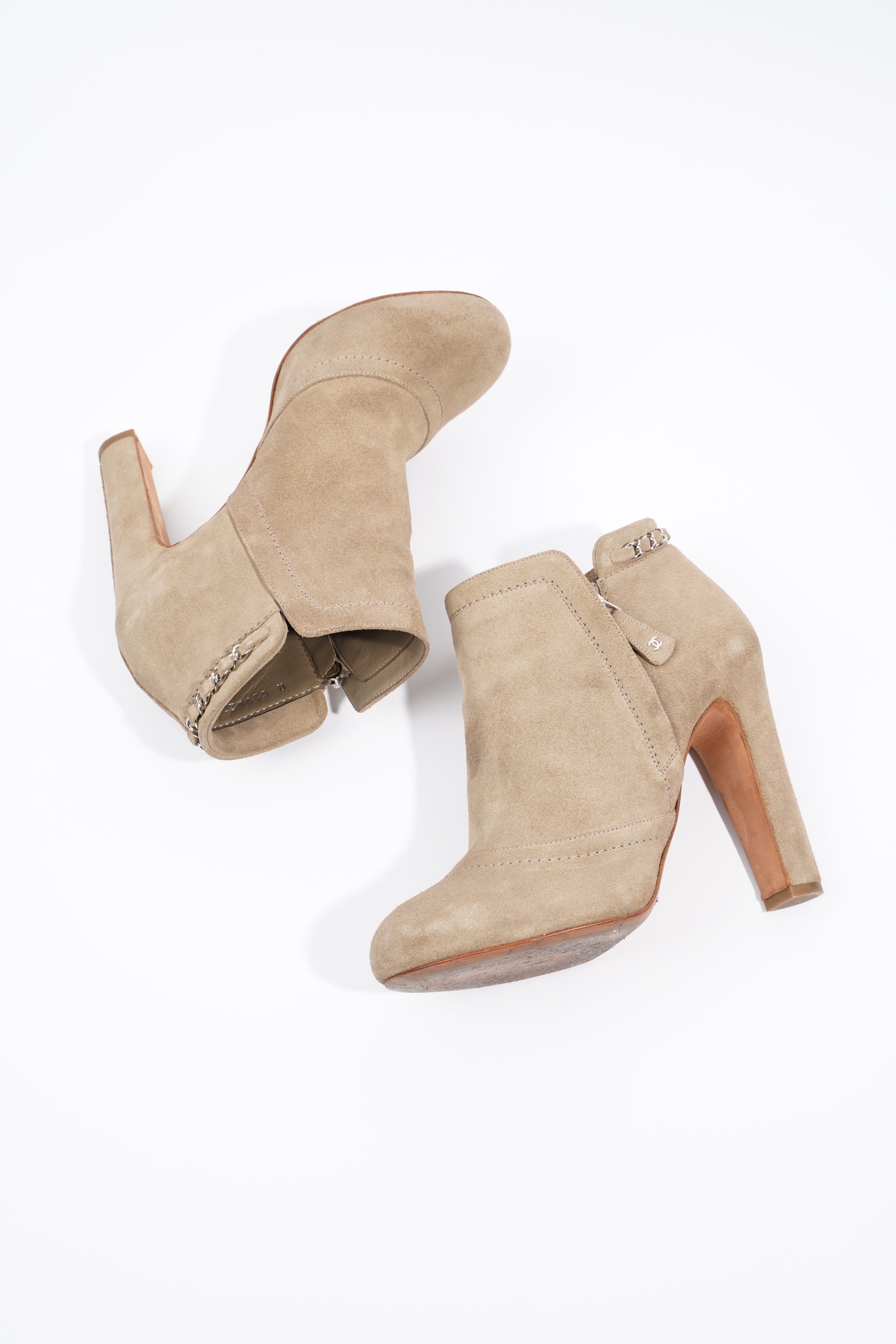 Chanel Ankle Boots Sandy Brown Suede EU 38.5 UK 5.5