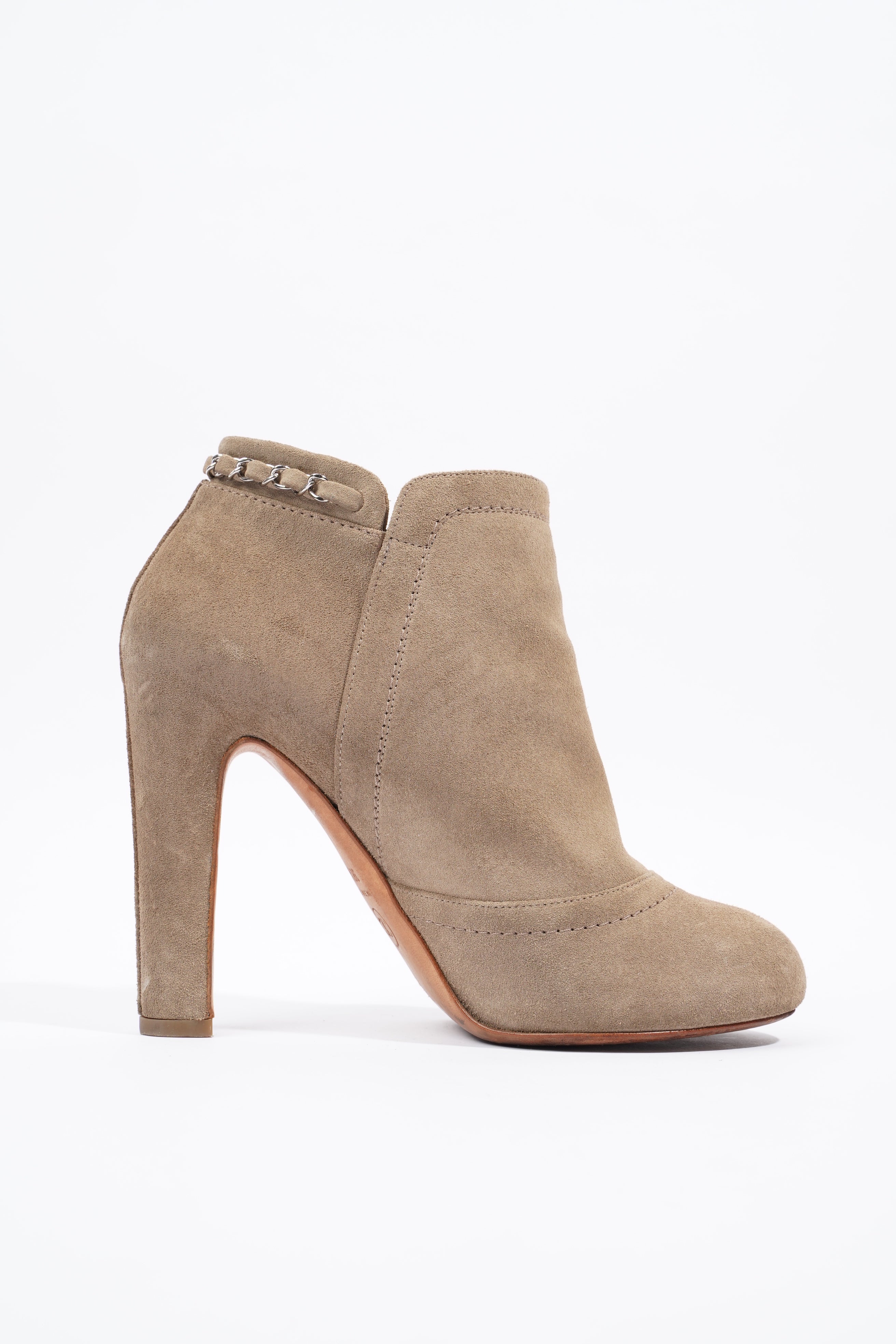 Chanel Ankle Boots Sandy Brown Suede EU 38.5 UK 5.5