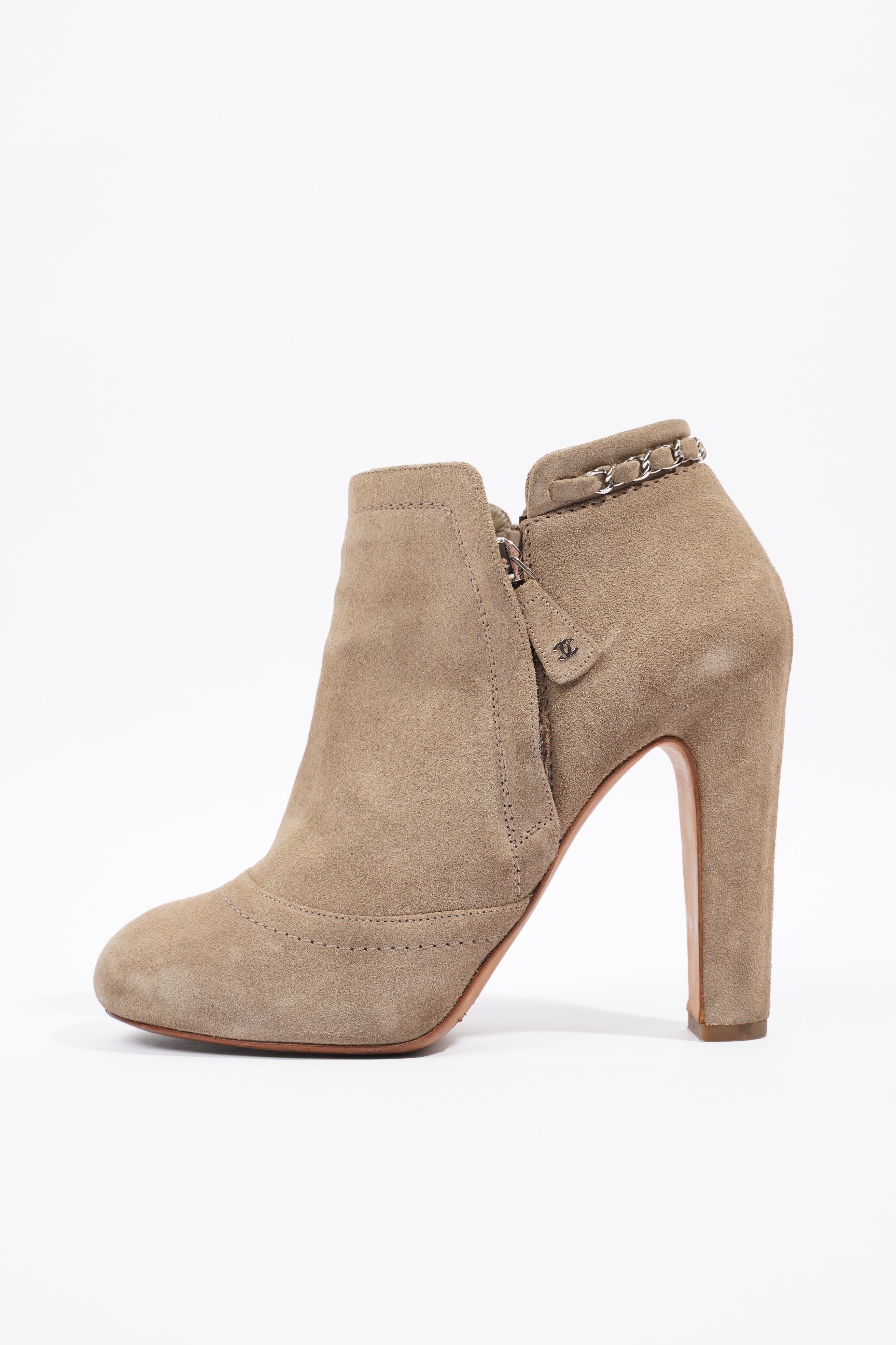 Chanel Ankle Boots Sandy Brown Suede EU 38.5 UK 5.5