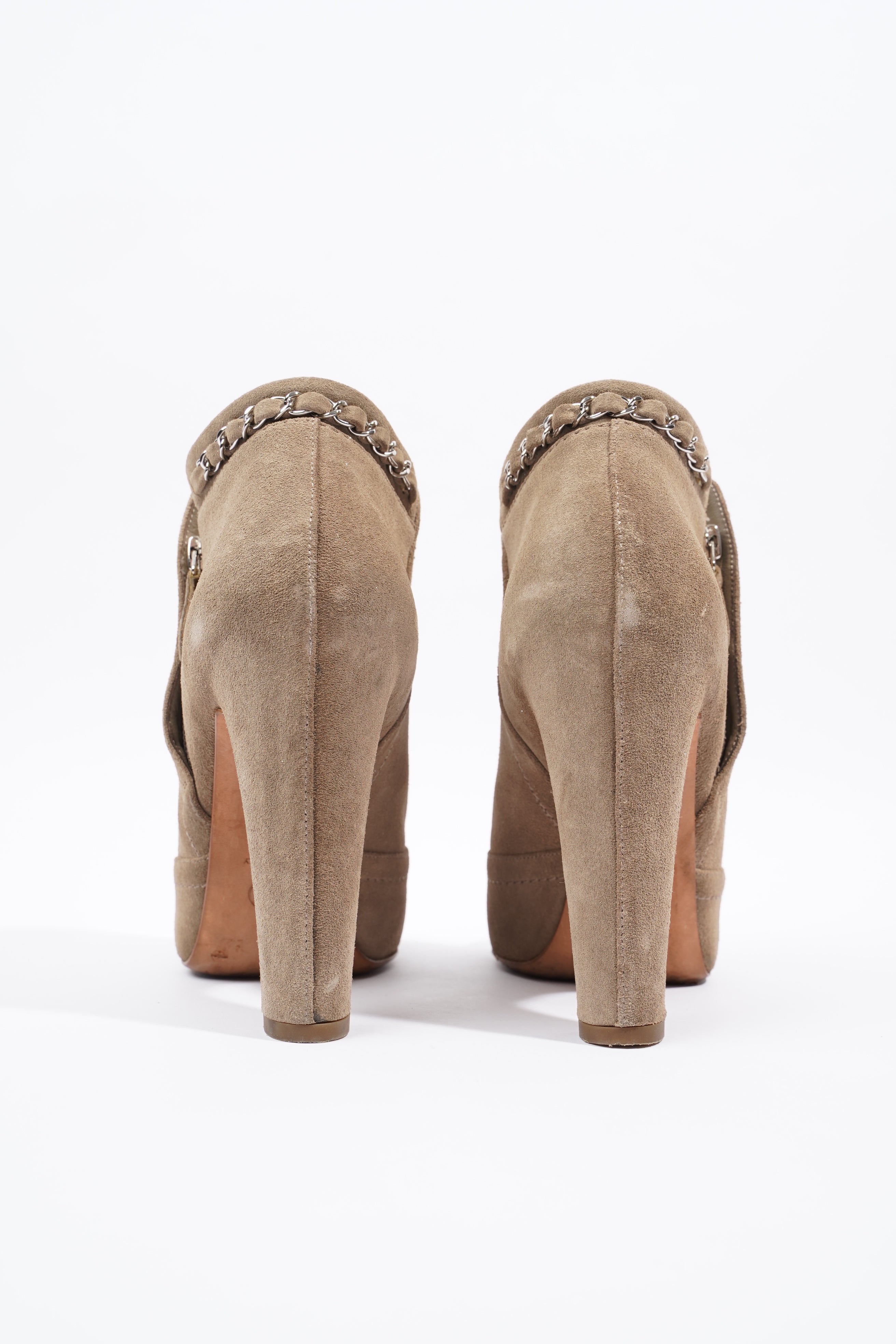 Chanel Ankle Boots Sandy Brown Suede EU 38.5 UK 5.5