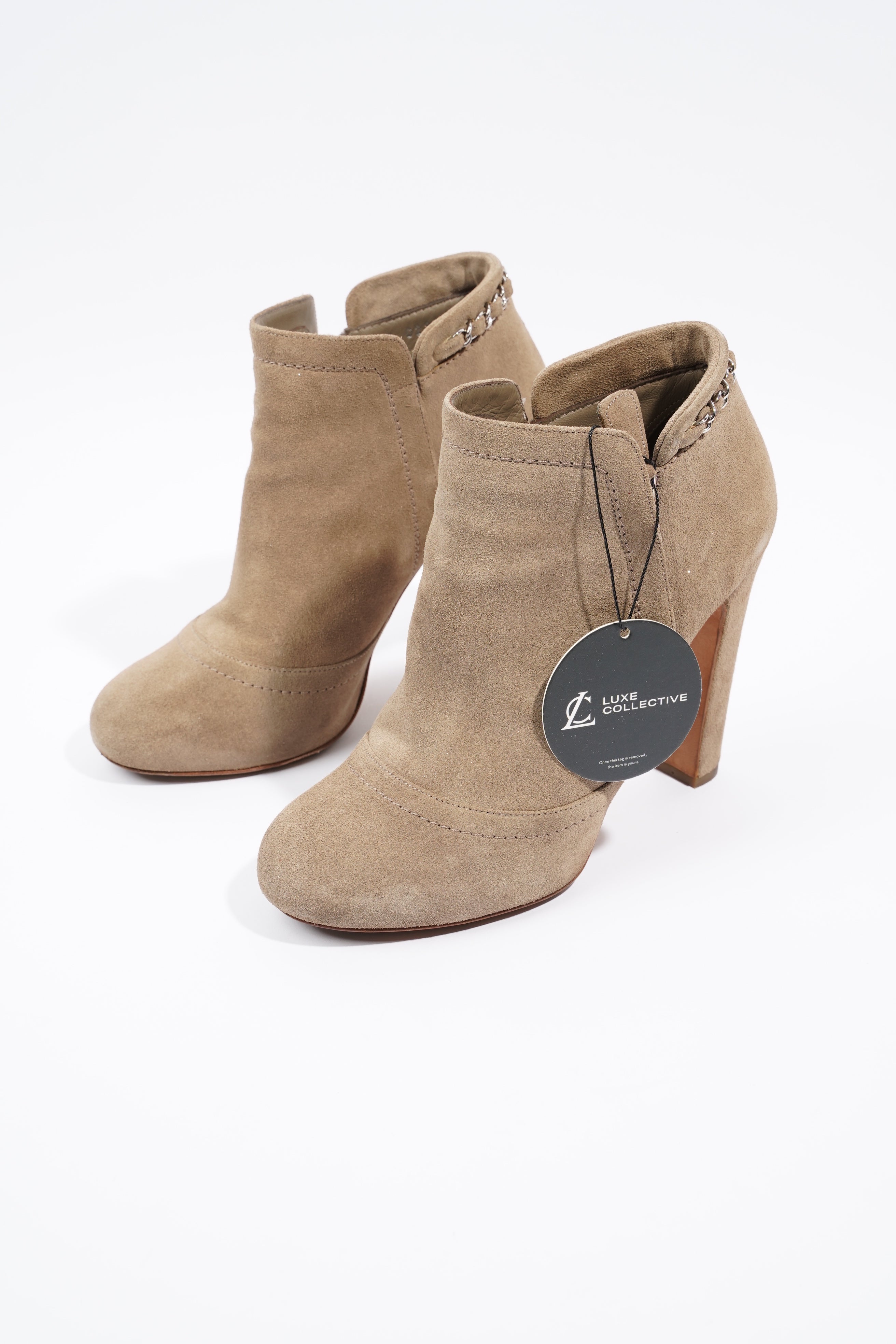 Chanel Ankle Boots Sandy Brown Suede EU 38.5 UK 5.5