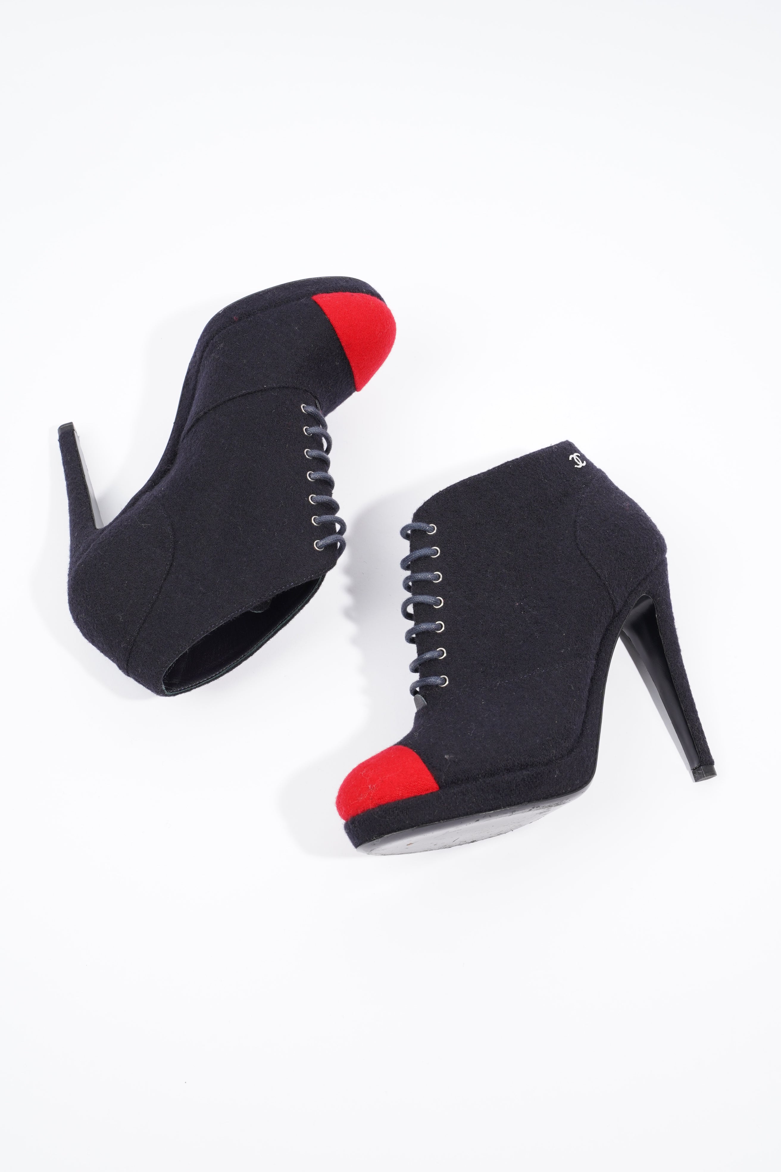 Chanel Short Boots Navy / Red Fabric EU 38 UK 5