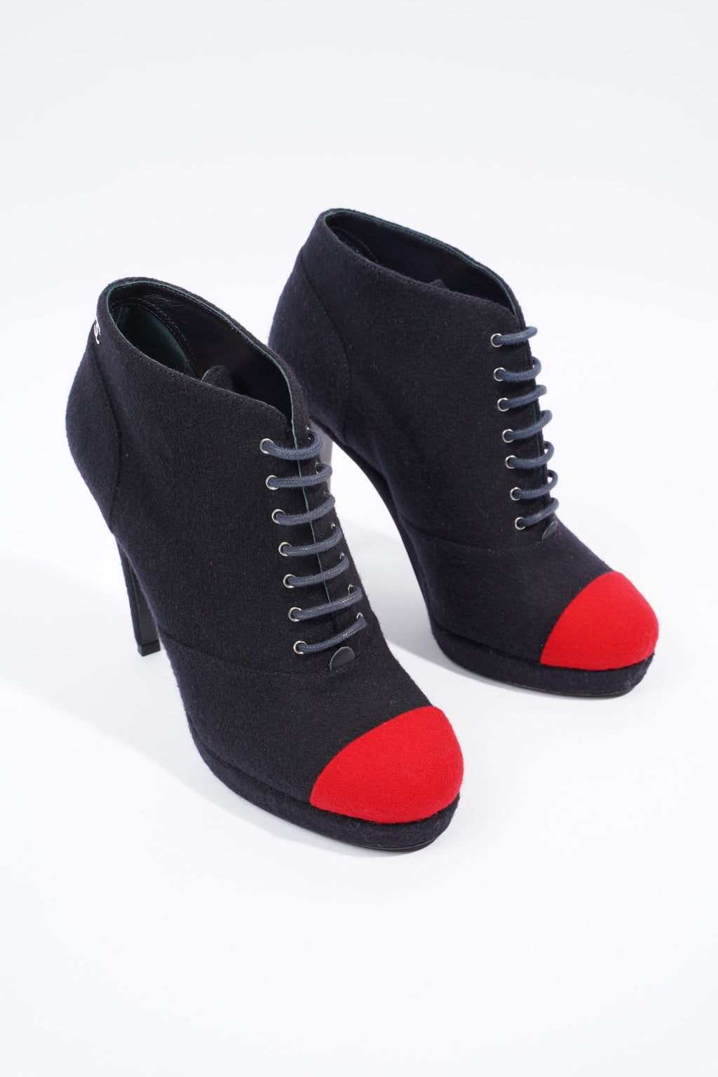 Chanel Short Boots Navy / Red Fabric EU 38 UK 5