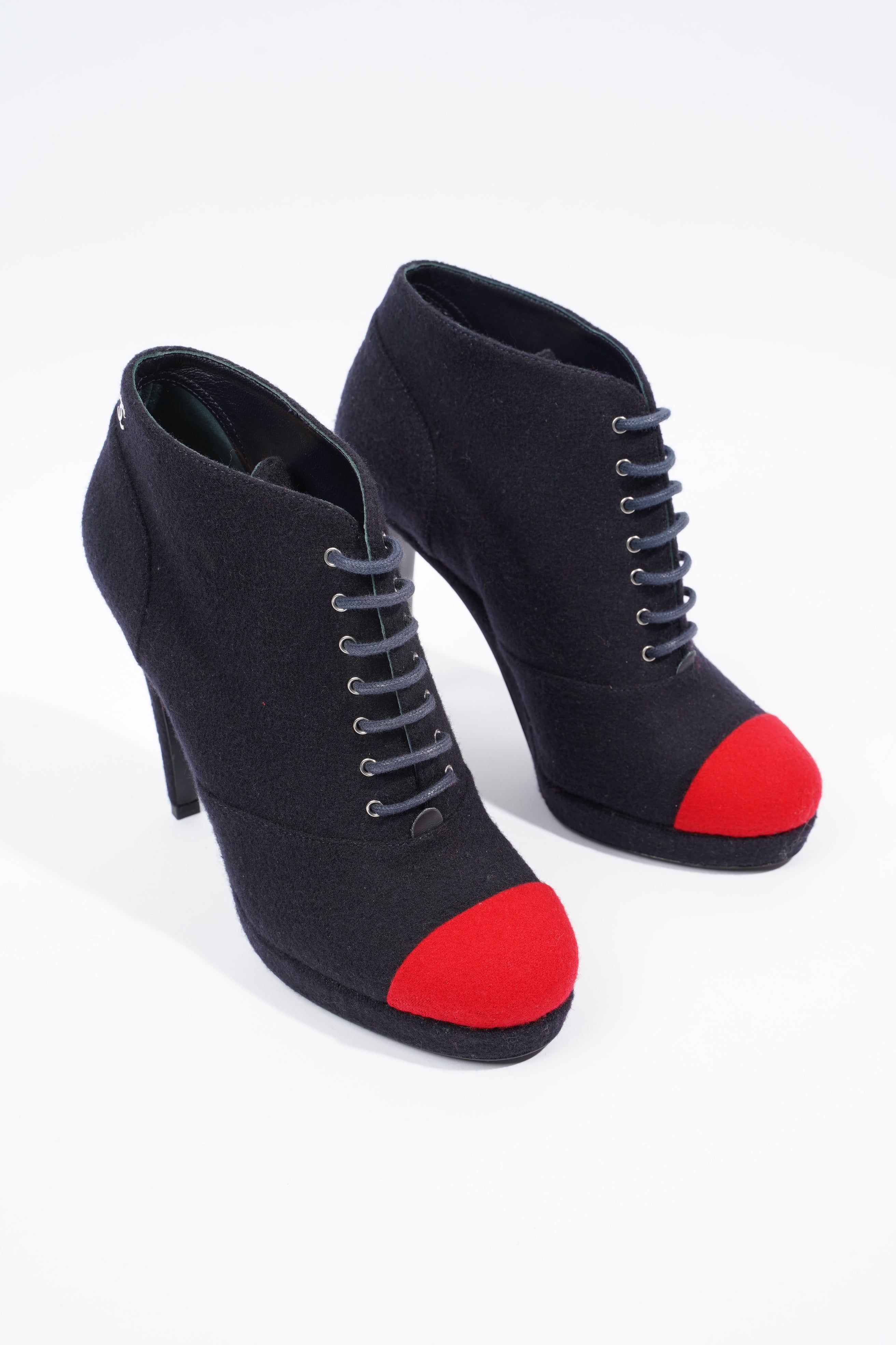 Chanel Short Boots Navy / Red Fabric EU 38 UK 5