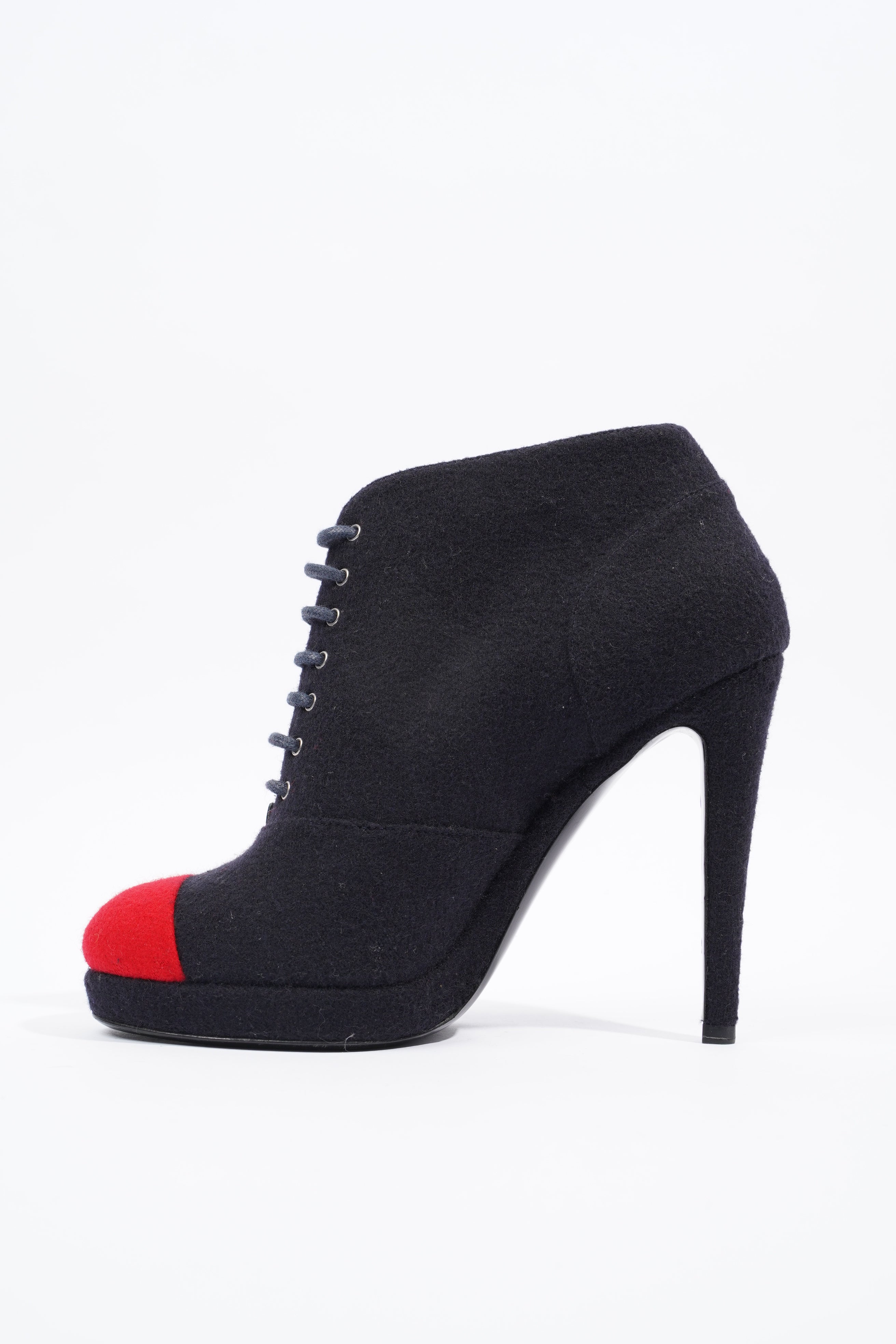 Chanel Short Boots Navy / Red Fabric EU 38 UK 5