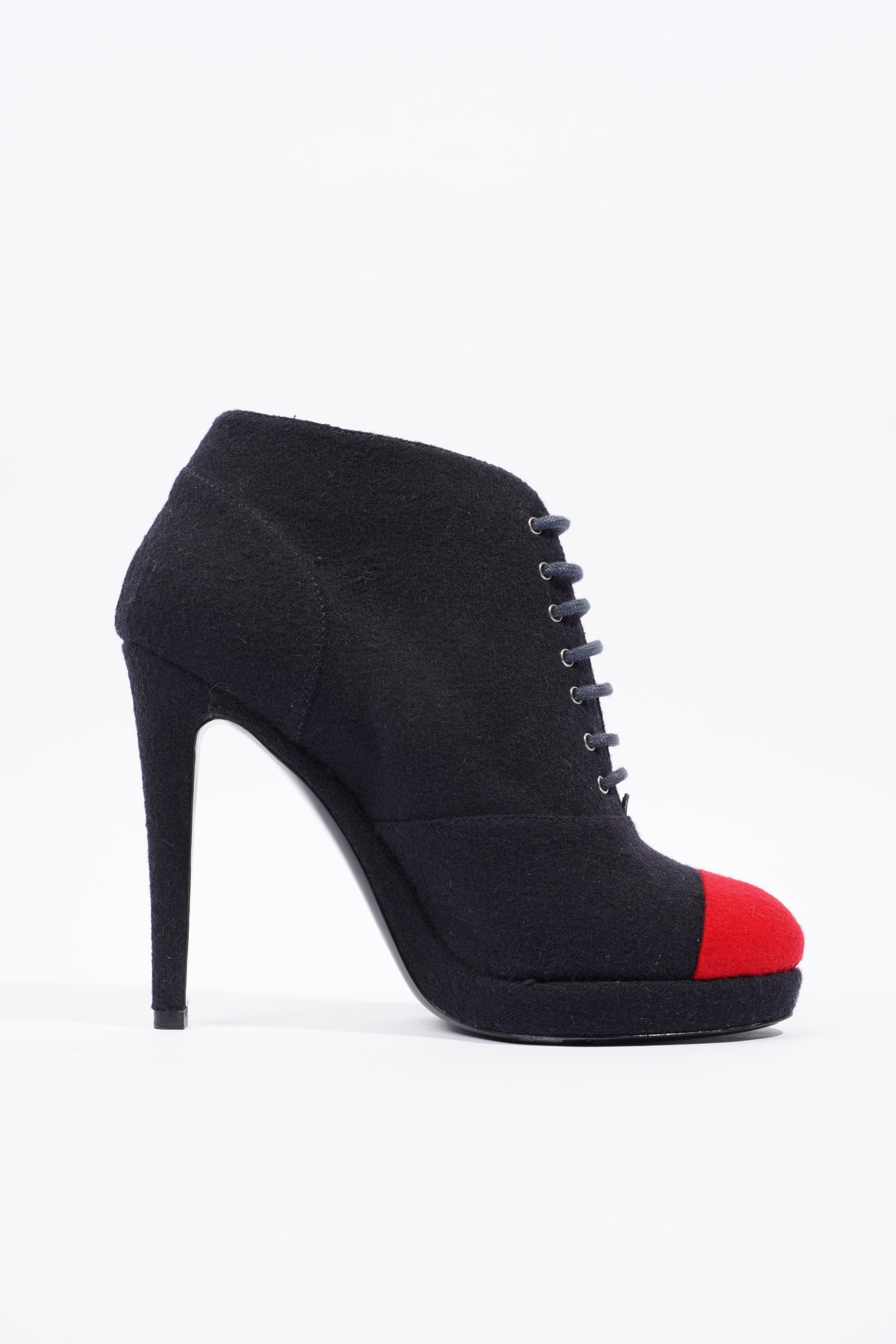 Chanel Short Boots Navy / Red Fabric EU 38 UK 5
