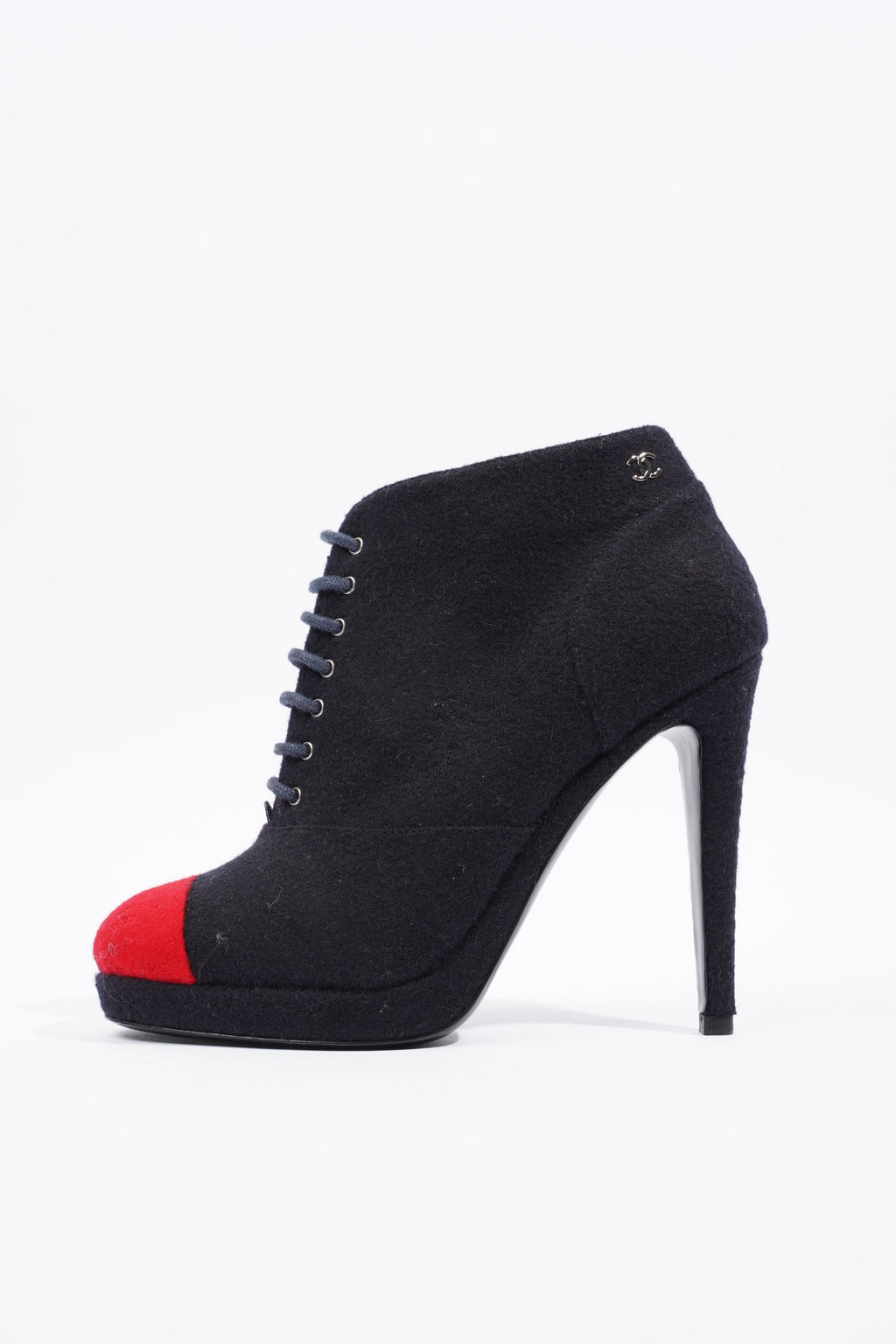 Chanel Short Boots Navy / Red Fabric EU 38 UK 5