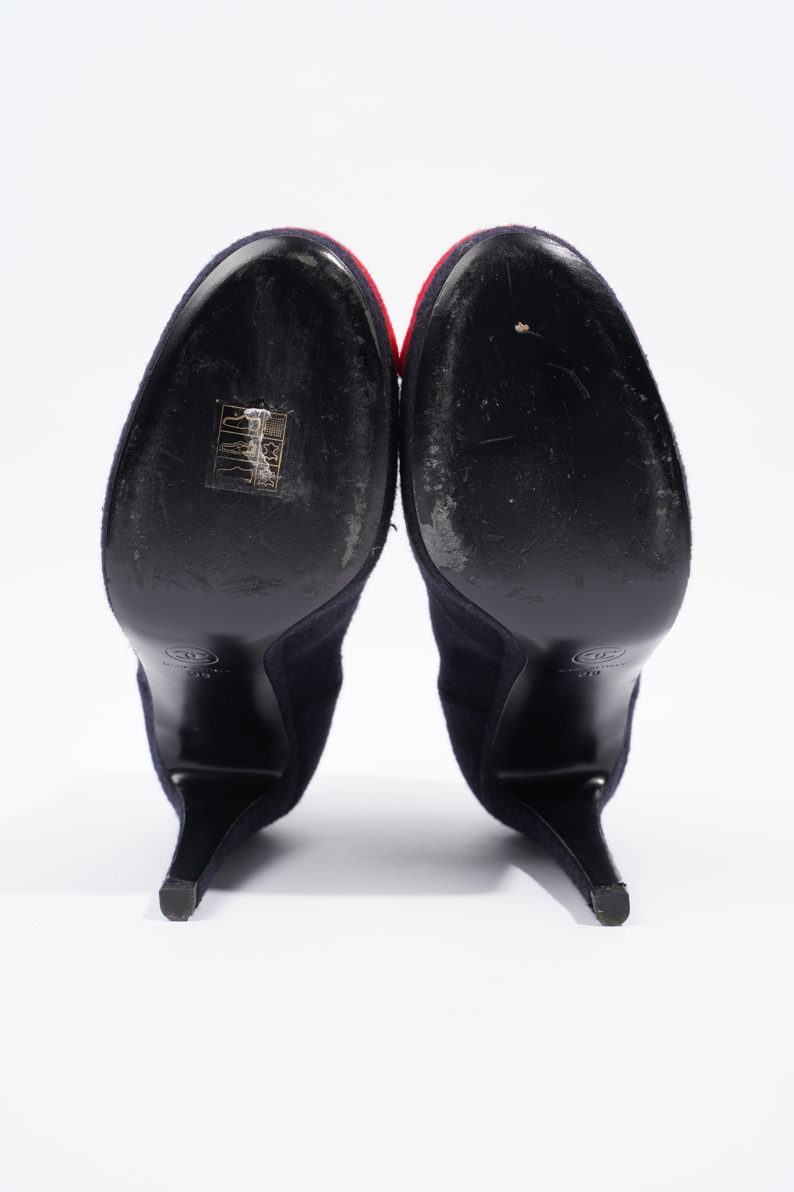 Chanel Short Boots Navy / Red Fabric EU 38 UK 5