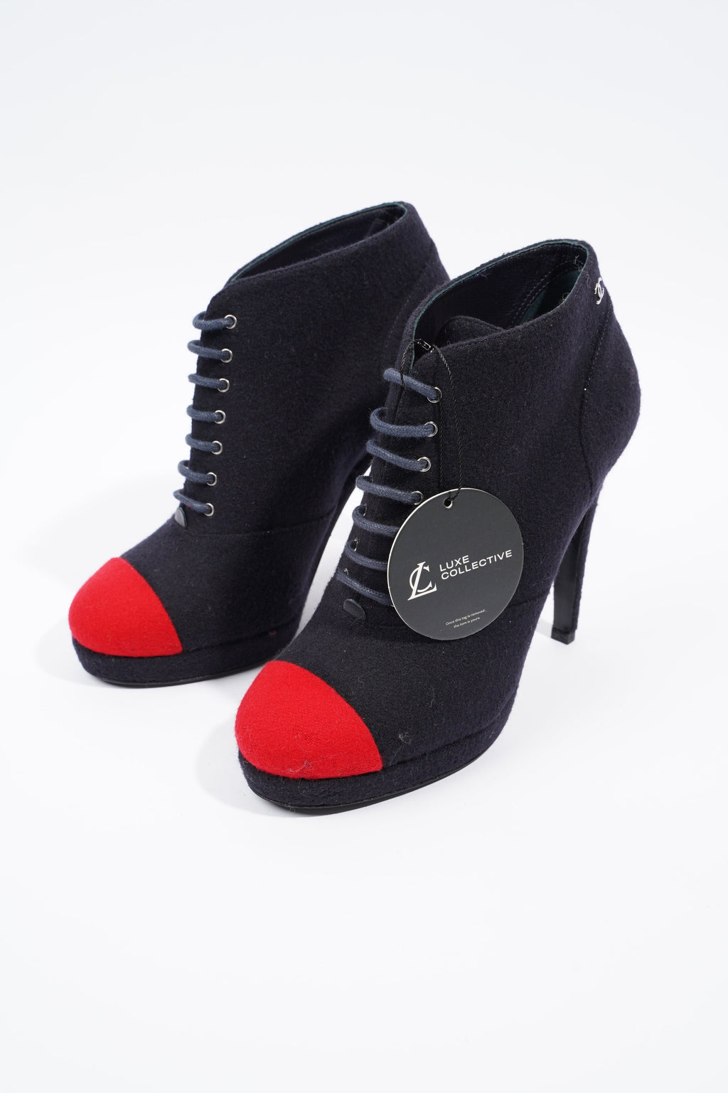Chanel Short Boots Navy / Red Fabric EU 38 UK 5