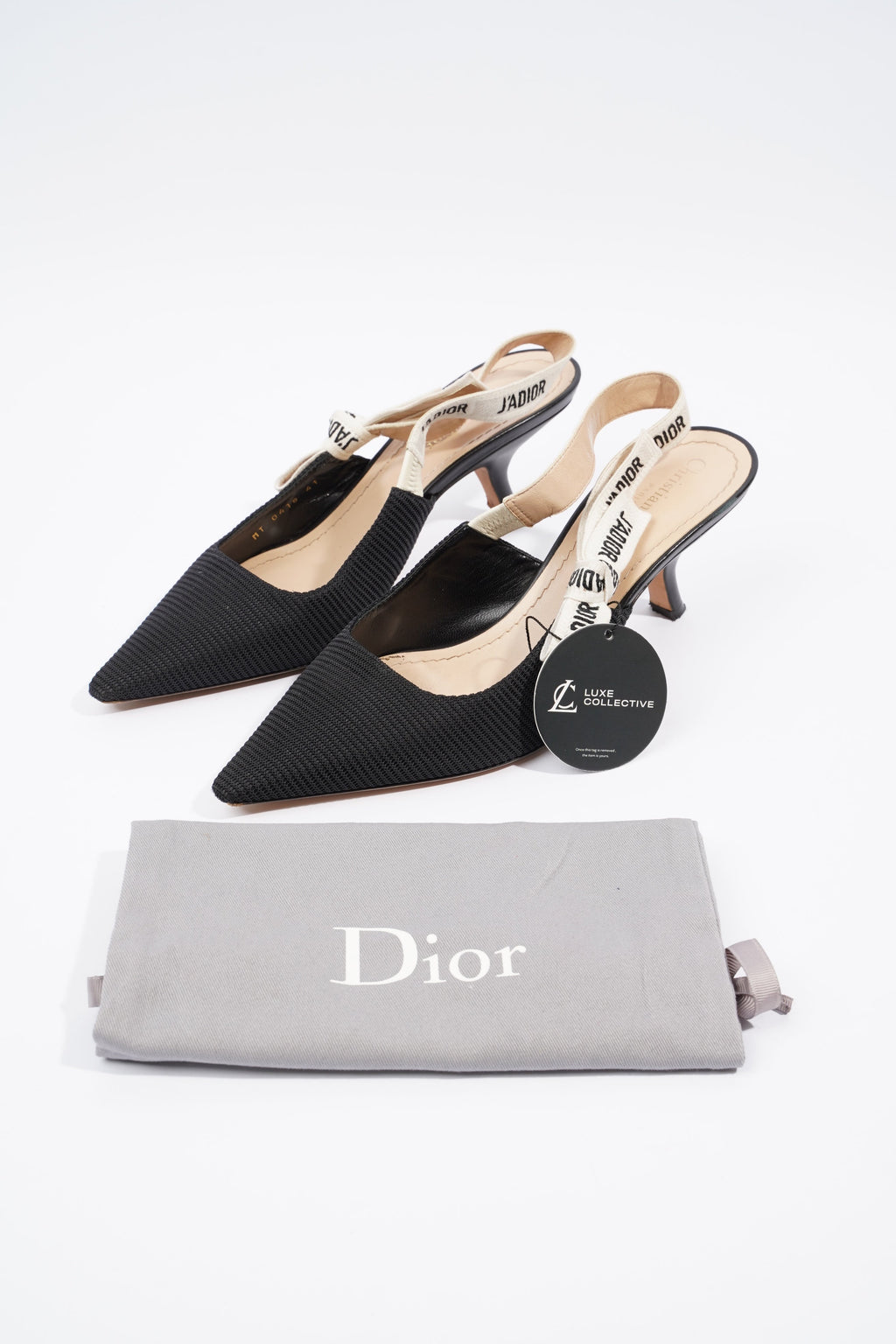 Christian Dior J'adior Sling Back Pump 70 Black Technical Fabric EU 41 UK 8