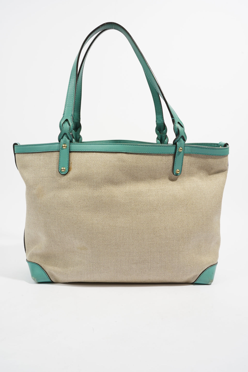 Gucci Capri Tote Bag Beige / Turquoise Canvas