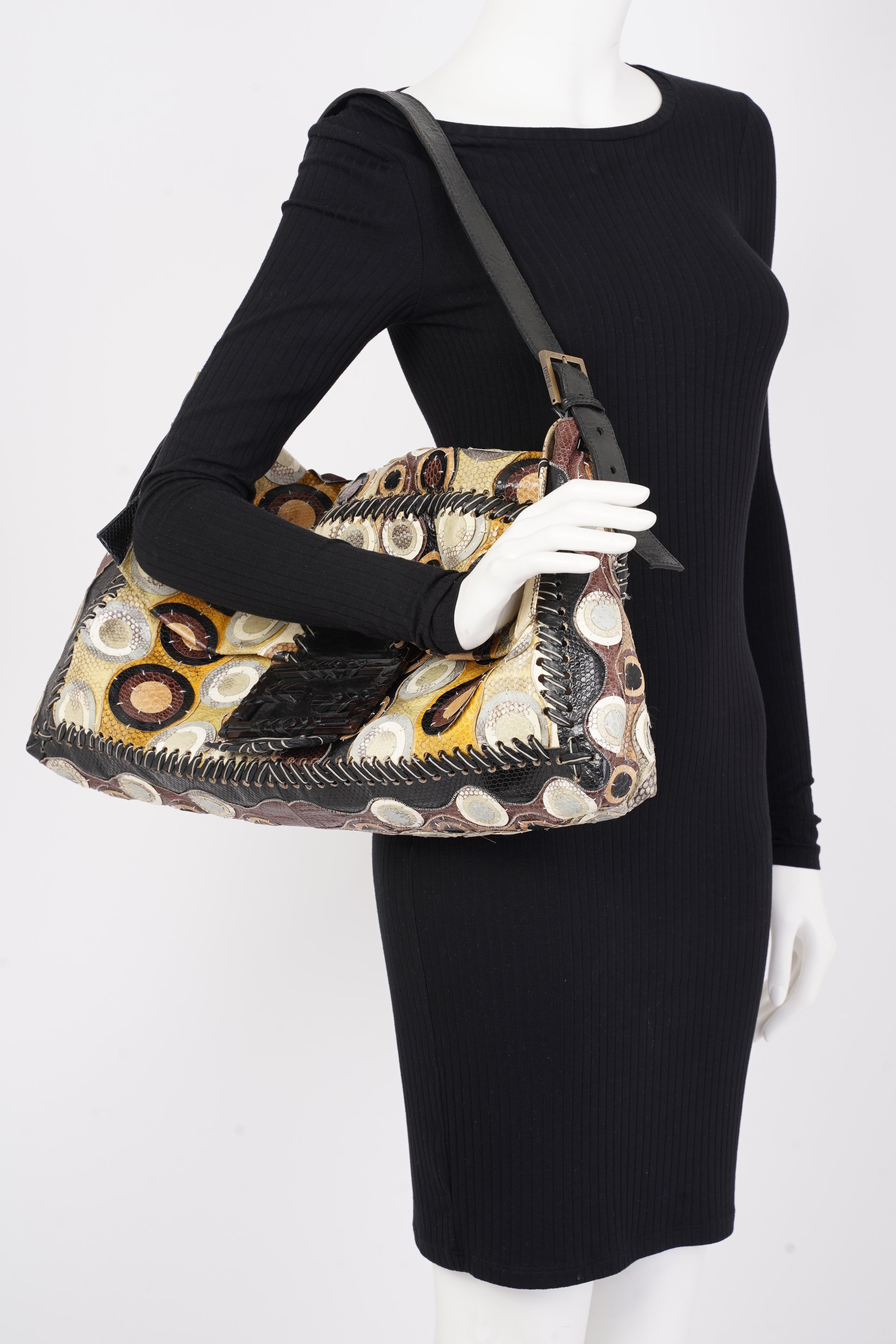 Fendi Maxi Baguette Bag Multicolour Python Large