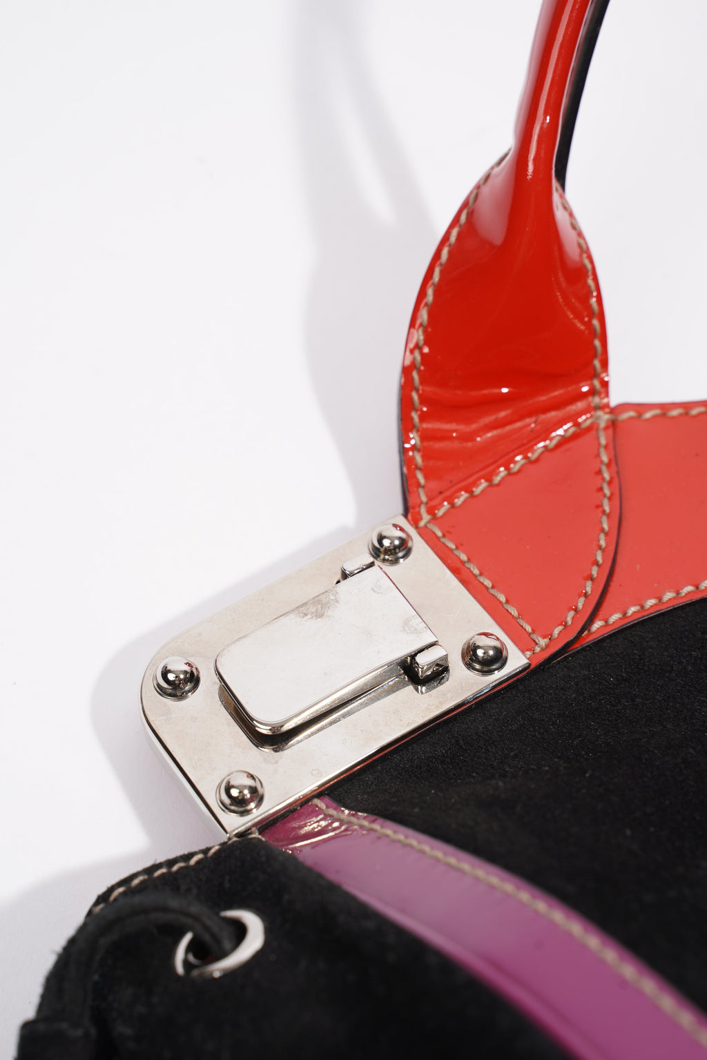 Gucci Race Tote Black / Purple / Red Suede Medium