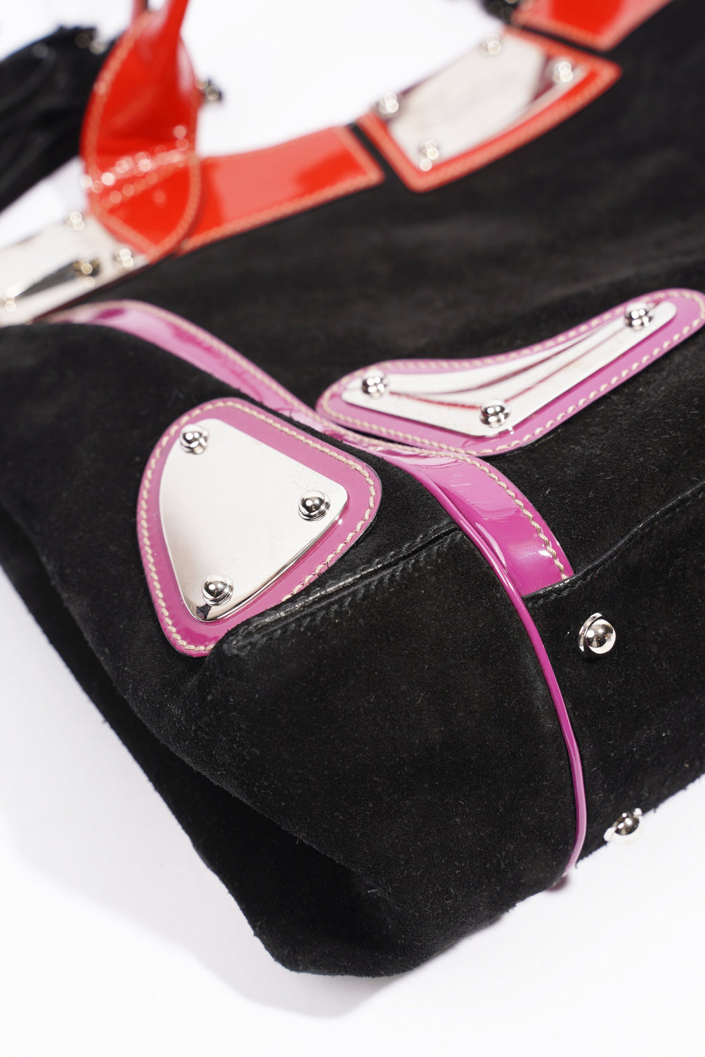 Gucci Race Tote Black / Purple / Red Suede Medium