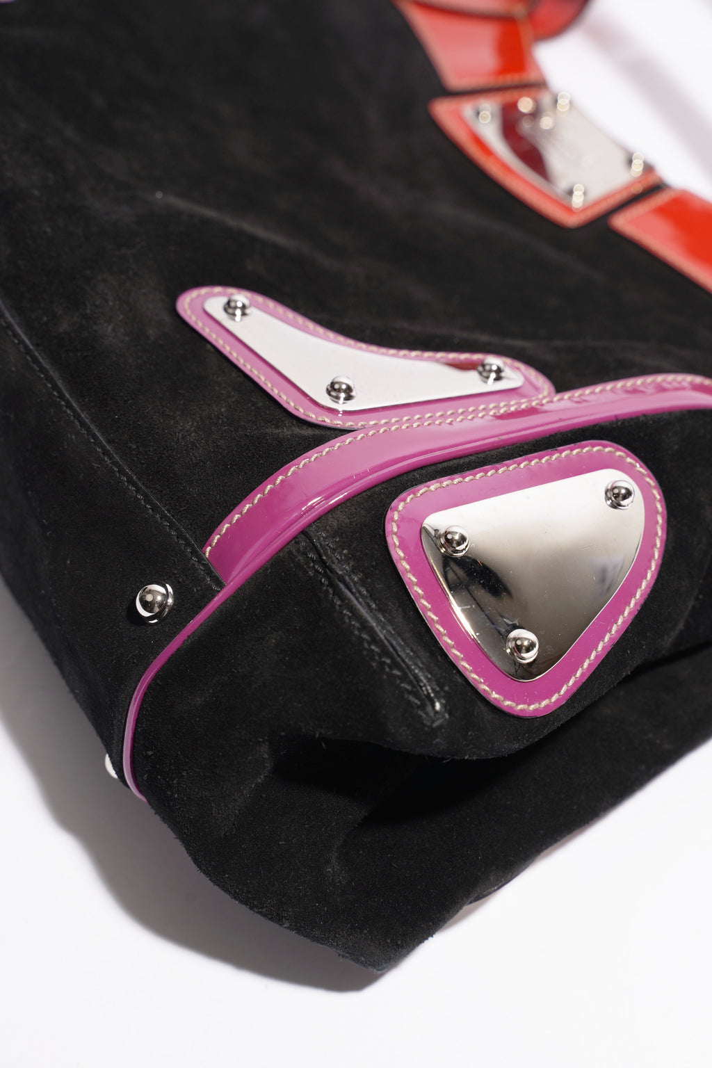 Gucci Race Tote Black / Purple / Red Suede Medium