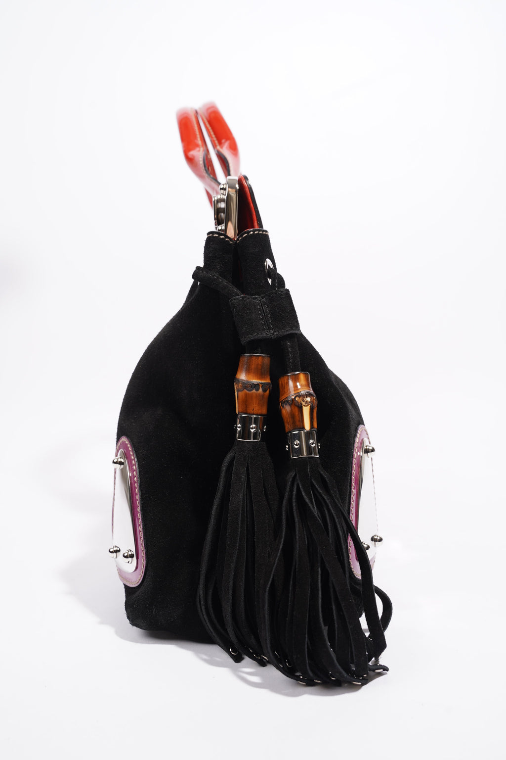 Gucci Race Tote Black / Purple / Red Suede Medium