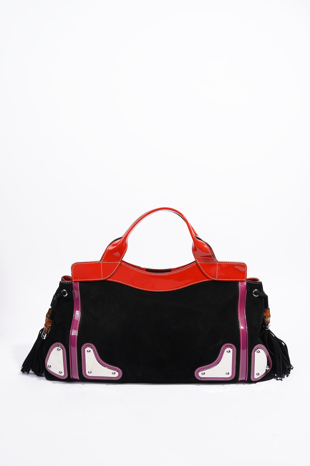 Gucci Race Tote Black / Purple / Red Suede Medium