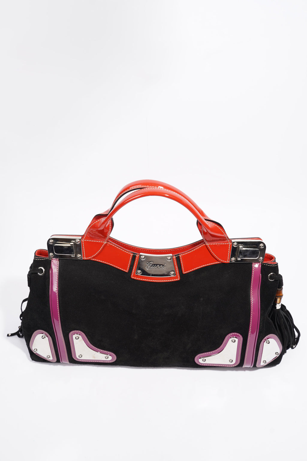 Gucci Race Tote Black / Purple / Red Suede Medium