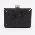 Saint Laurent Crystal Box Clutch Black / Gold Leather