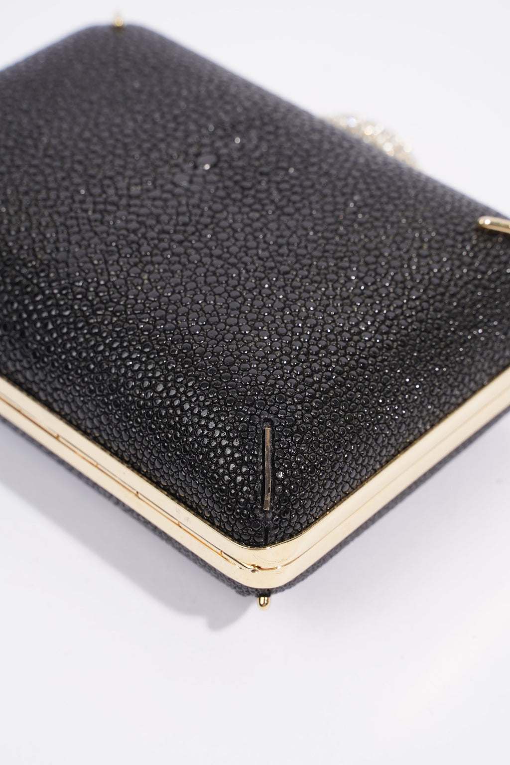 Saint Laurent Crystal Box Clutch Black / Gold Leather