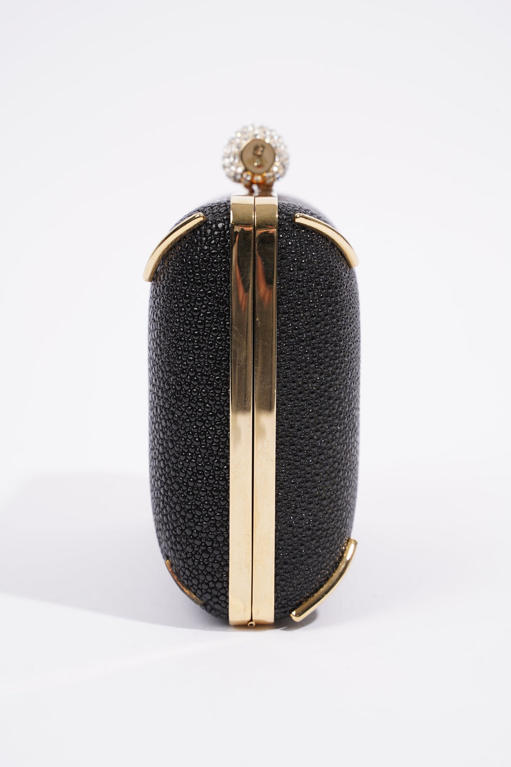 Saint Laurent Crystal Box Clutch Black / Gold Leather