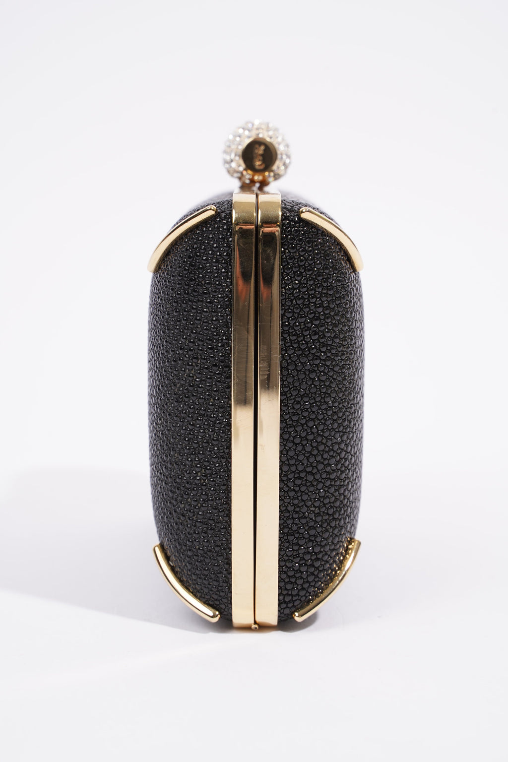 Saint Laurent Crystal Box Clutch Black / Gold Leather