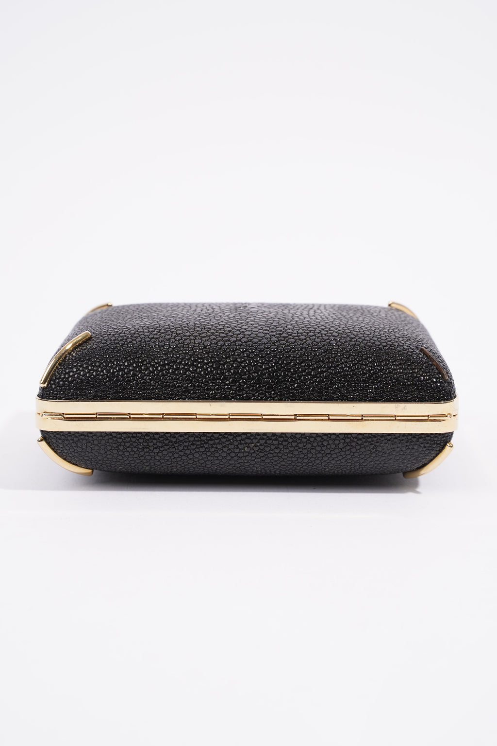 Saint Laurent Crystal Box Clutch Black / Gold Leather