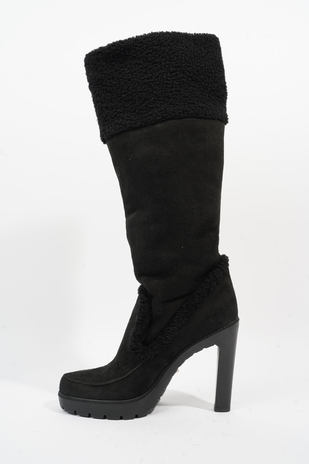 Christian Dior Sheepskin Knee High Boot 110 Black Shearling EU 38 UK 5
