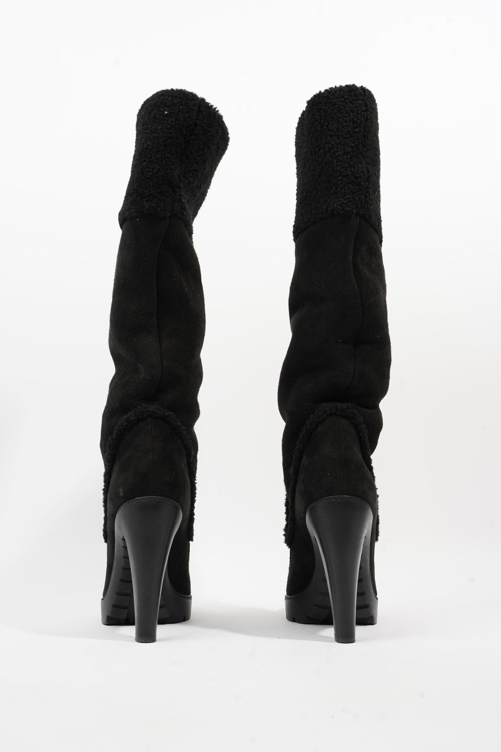 Christian Dior Sheepskin Knee High Boot 110 Black Shearling EU 38 UK 5