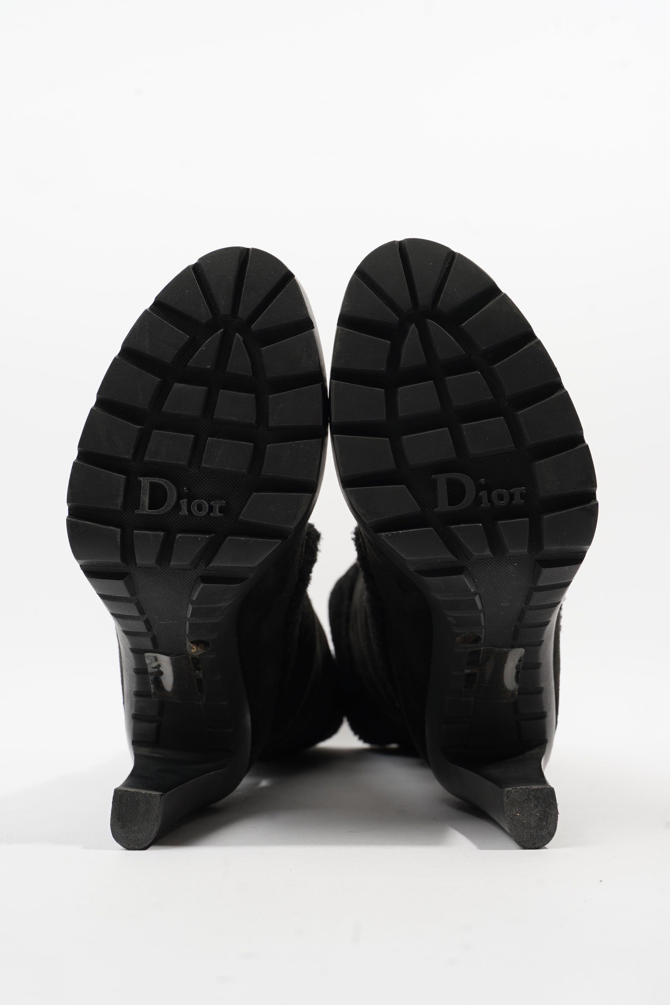 Christian Dior Sheepskin Knee High Boot 110 Black Shearling EU 38 UK 5